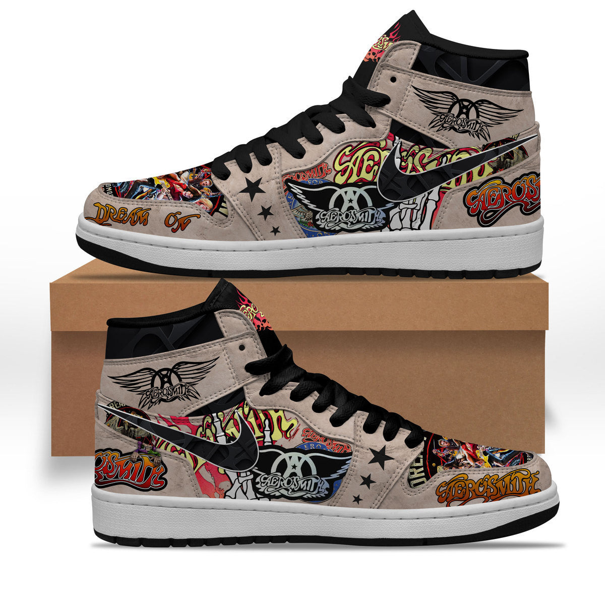 Ideafootwear Aerosmith AJ1 High Sneakers Shoes For Men And Women