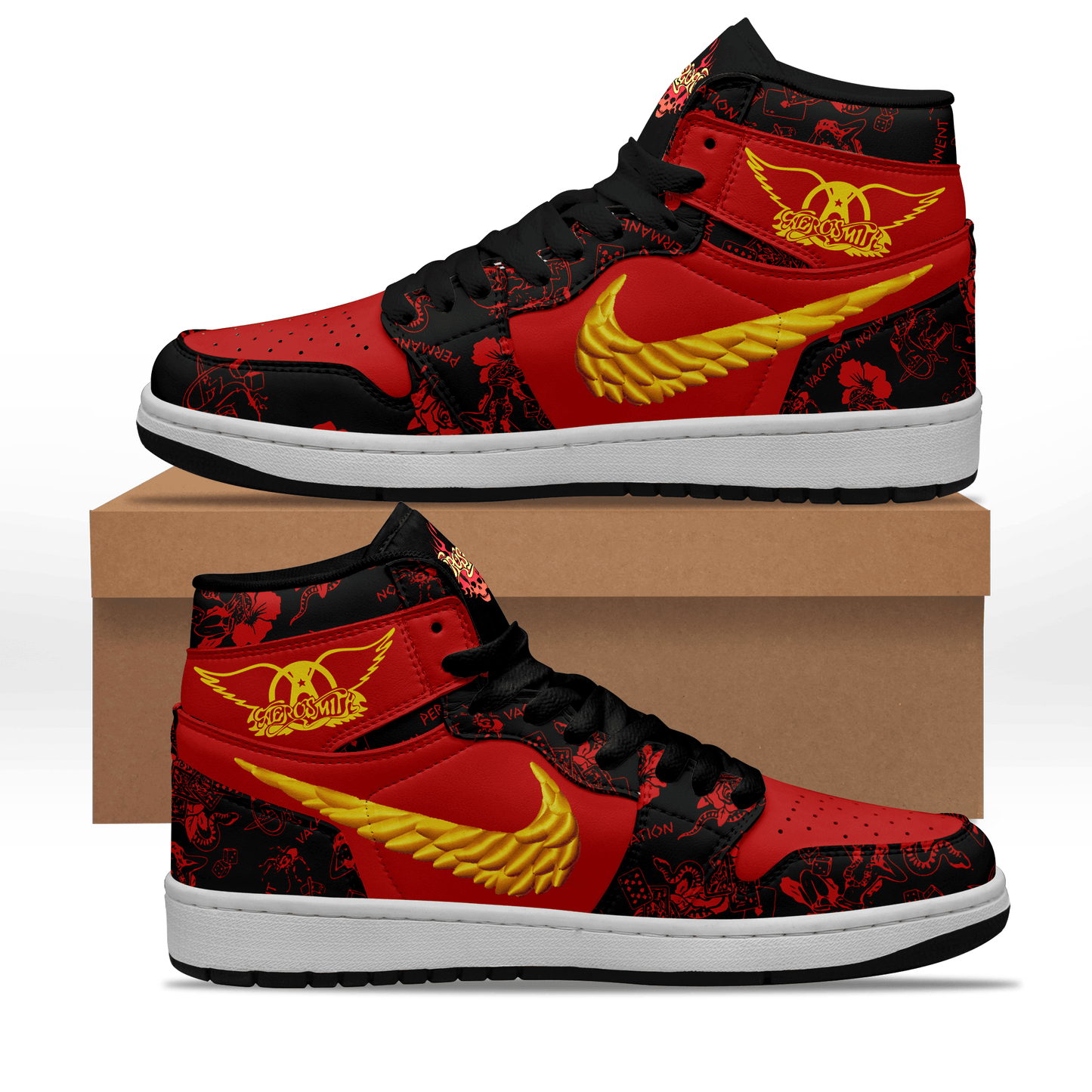 Ideafootwear Aerosmith AJ1 High Sneakers Shoes For Men And Women