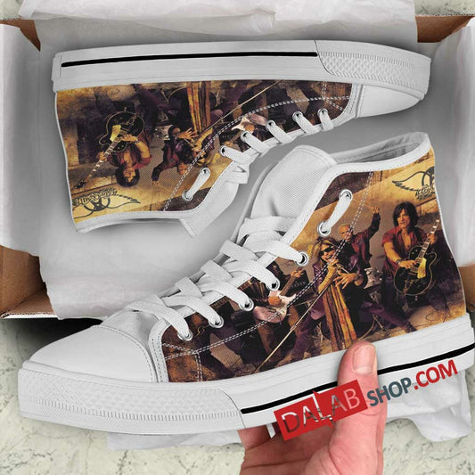 Ideafootwear Aerosmith High Top Canvas Sneakers Shoes For Men And Women