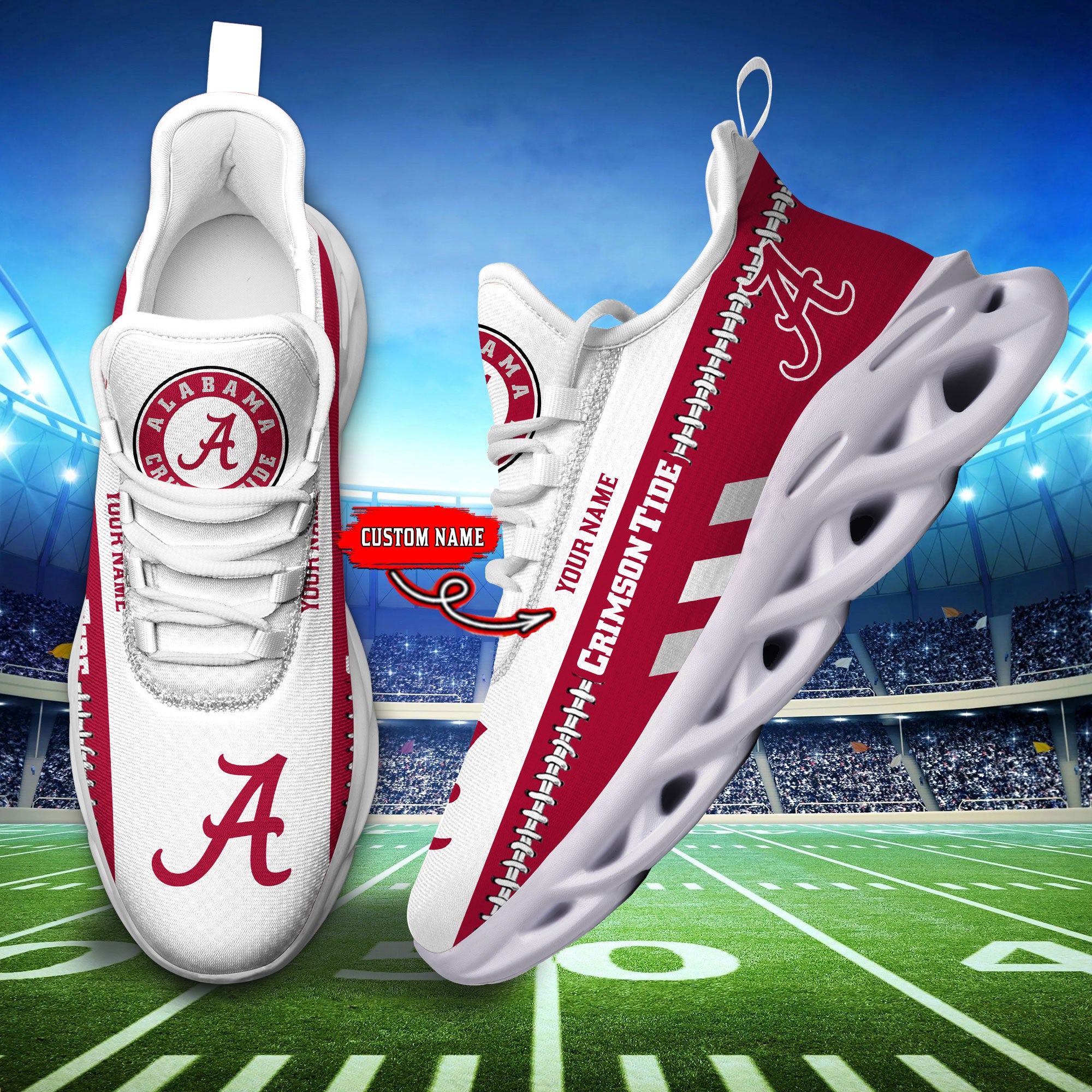 Ideafootwear Alabama Crimson Tide Max Soul Shoes Sneakers For Men And Women