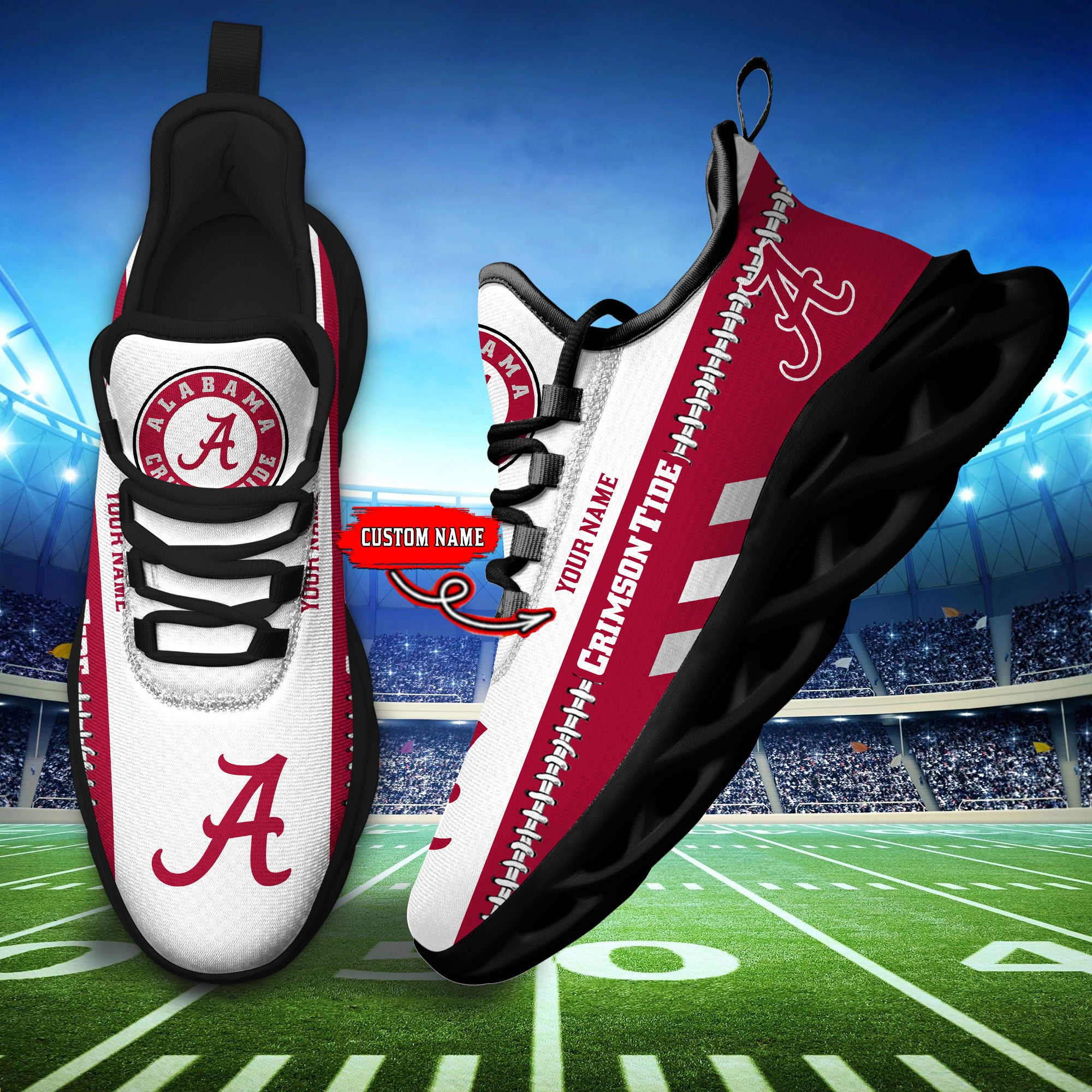Ideafootwear Alabama Crimson Tide Max Soul Shoes Sneakers For Men And Women