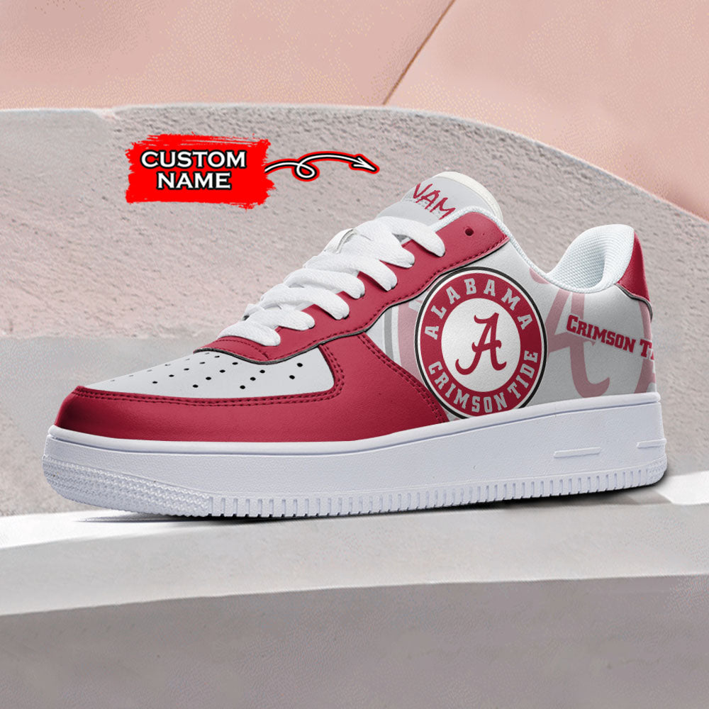 Ideafootwear Alabama Crimson Tide NCAA Air Low-Top Sneakers Shoes For Men And Women