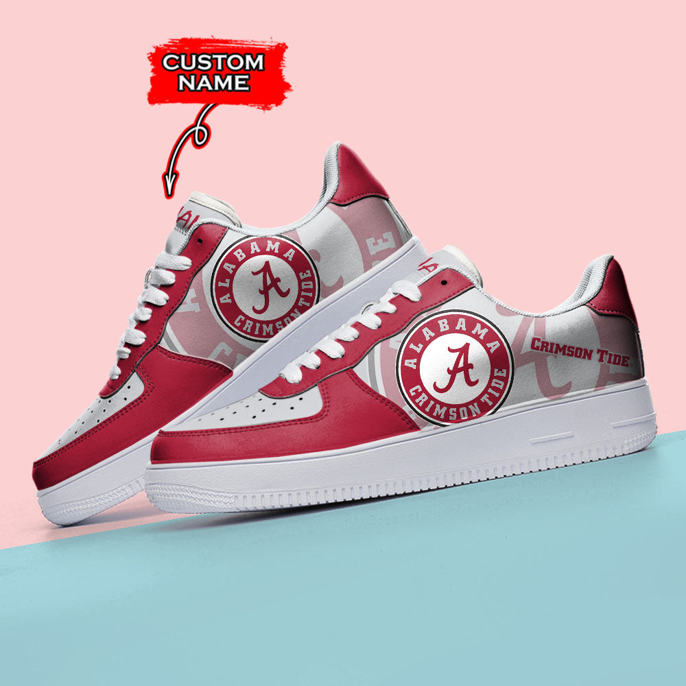 Ideafootwear Alabama Crimson Tide NCAA Air Low-Top Sneakers Shoes For Men And Women