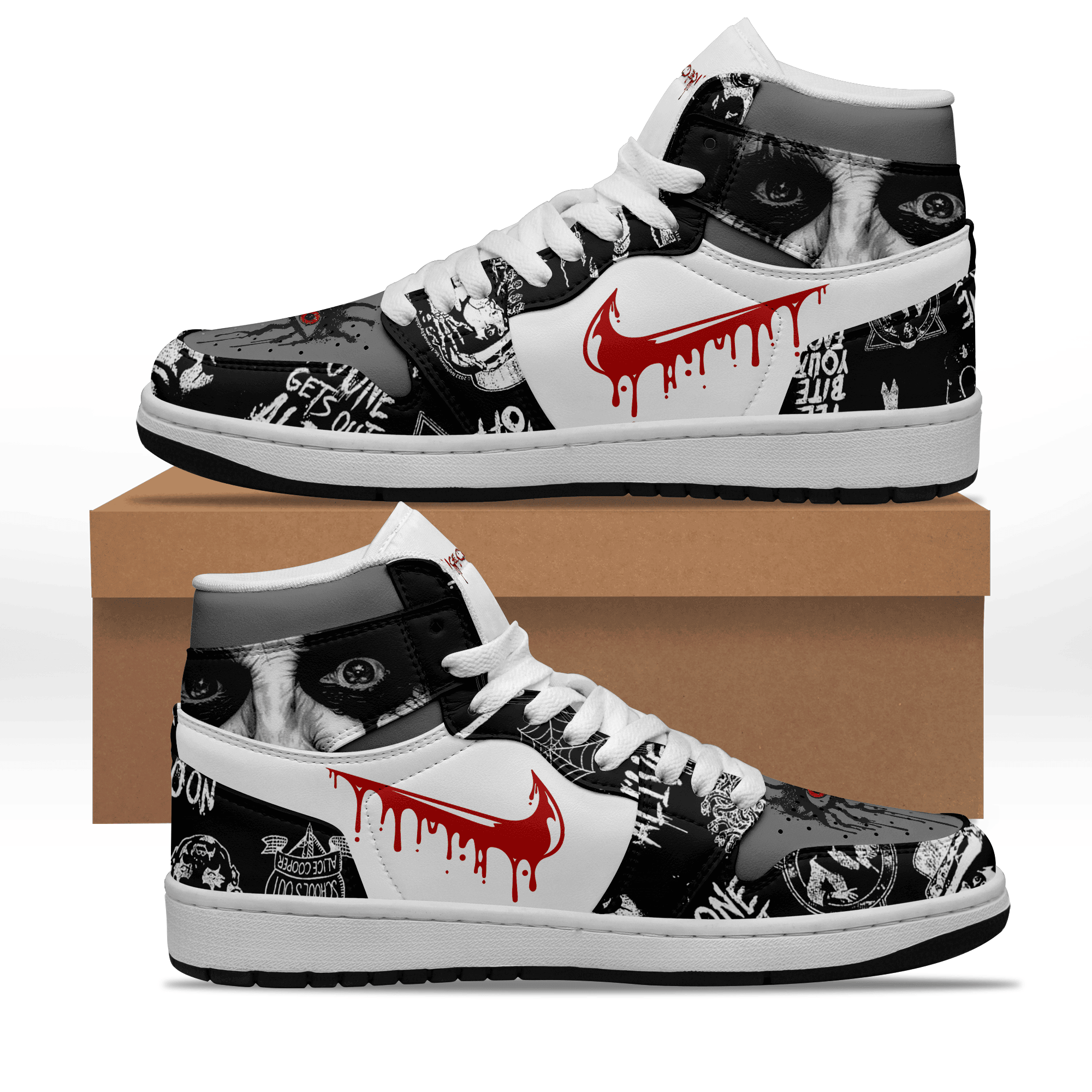 Ideafootwear Alice Cooper AJ1 High Sneakers Shoes For Men And Women