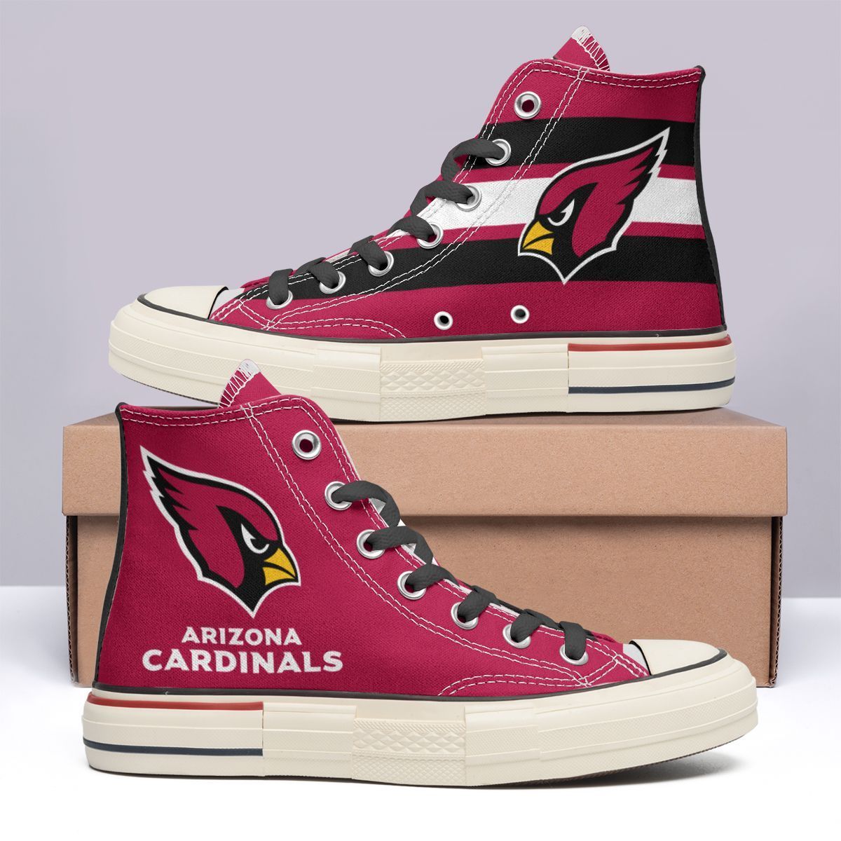 Ideafootwear Arizona Cardinals High Top Canvas Sneakers Shoes For Men And Women