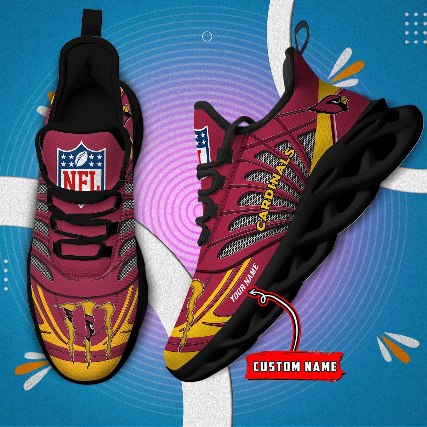 Ideafootwear Arizona Cardinals Max Soul Shoes Sneakers For Men And Women