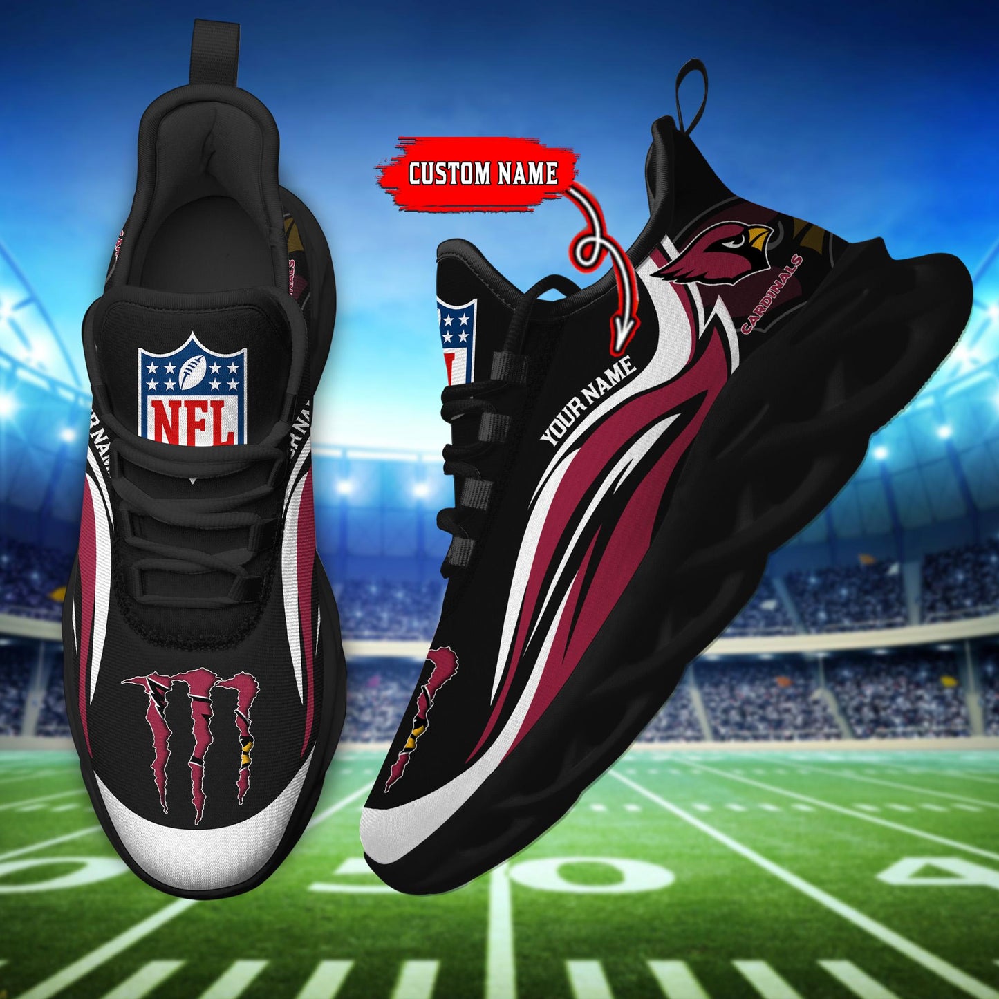 Ideafootwear Arizona Cardinals Max Soul Shoes Sneakers For Men And Women