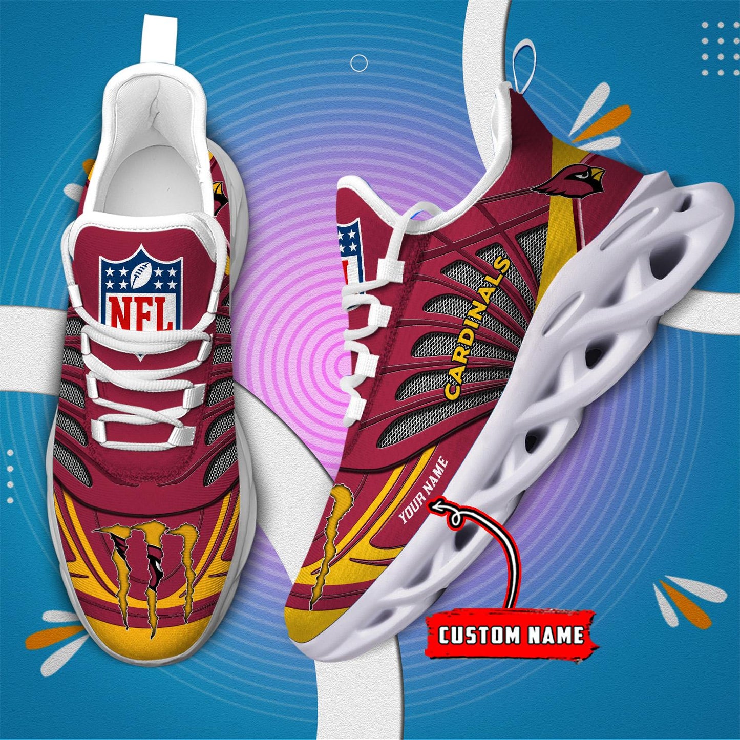 Ideafootwear Arizona Cardinals Max Soul Shoes Sneakers For Men And Women