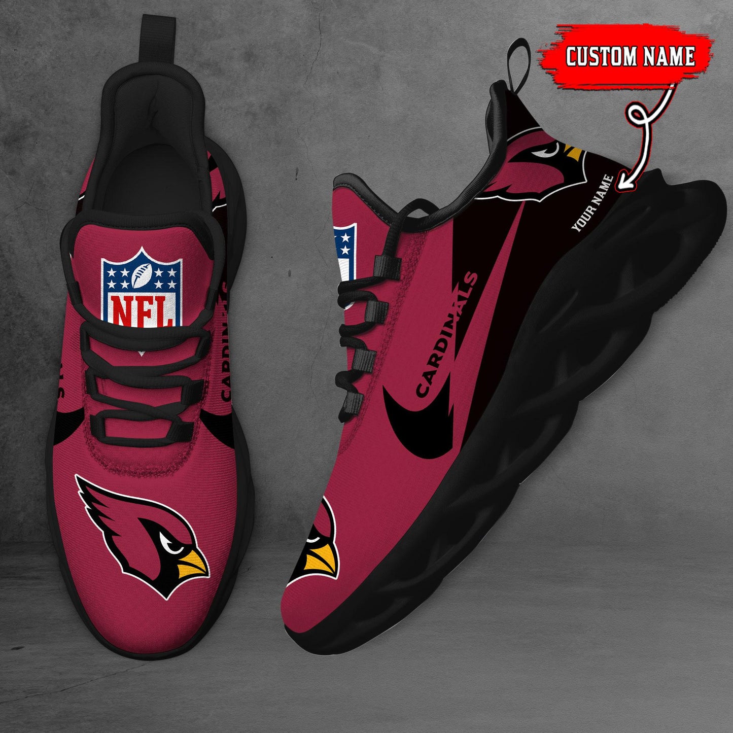 Ideafootwear Arizona Cardinals Max Soul Shoes Sneakers For Men And Women