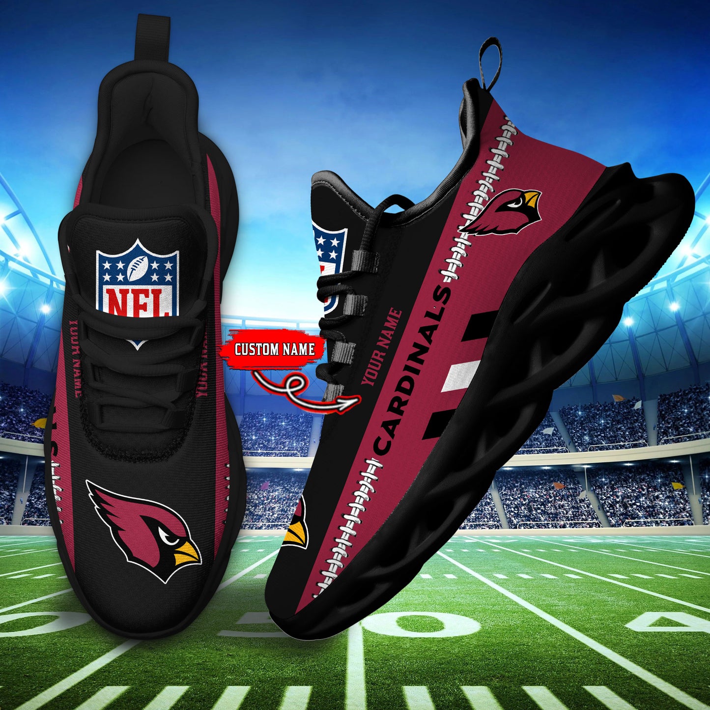 Ideafootwear Arizona Cardinals Max Soul Shoes Sneakers For Men And Women