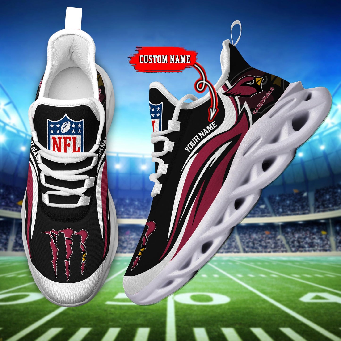 Ideafootwear Arizona Cardinals Max Soul Shoes Sneakers For Men And Women