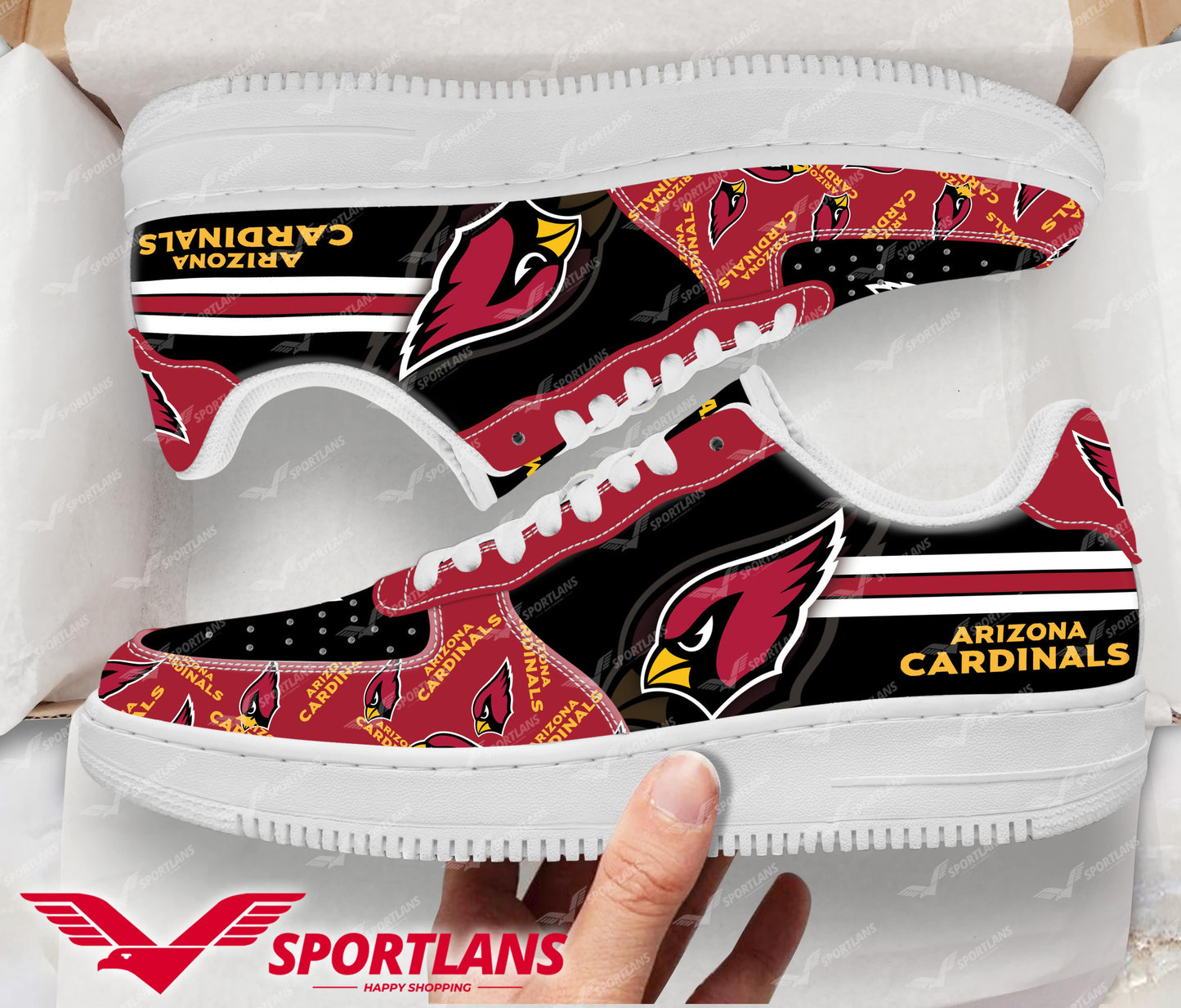 Ideafootwear Arizona Cardinals NFL Air Low-Top Sneakers Shoes For Men And Women