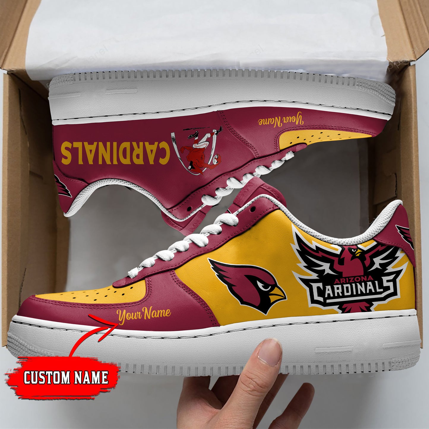 Ideafootwear Arizona Cardinals NFL Air Low-Top Sneakers Shoes For Men And Women