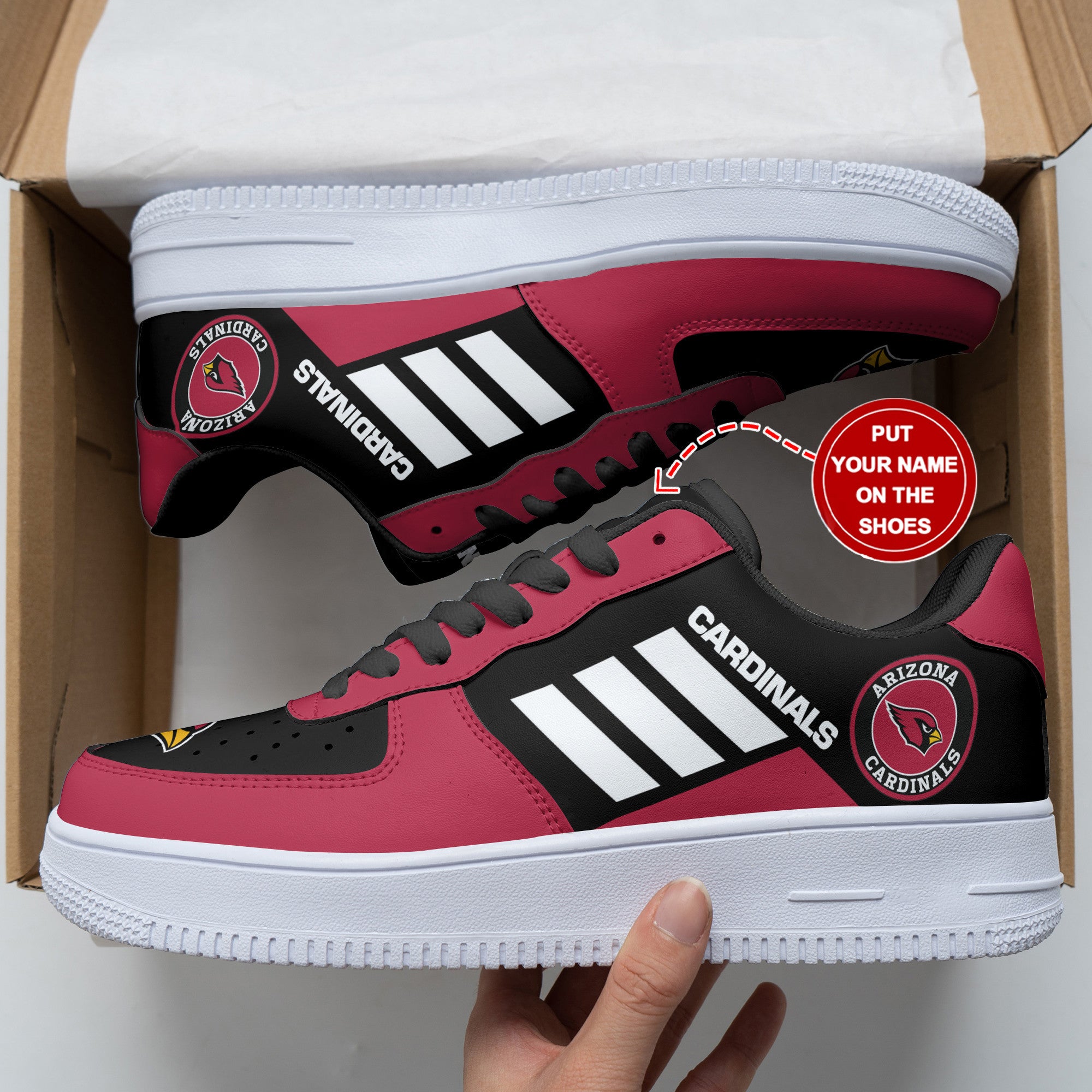 Ideafootwear Arizona Cardinals NFL Air Low-Top Sneakers Shoes For Men And Women