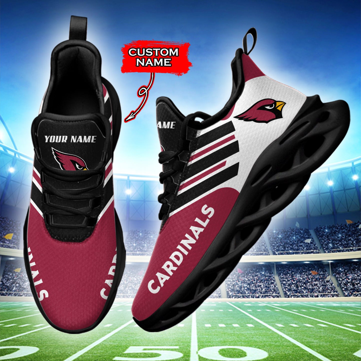 Ideafootwear Arizona Cardinals NFL Max Soul Shoes Sneakers For Men And Women