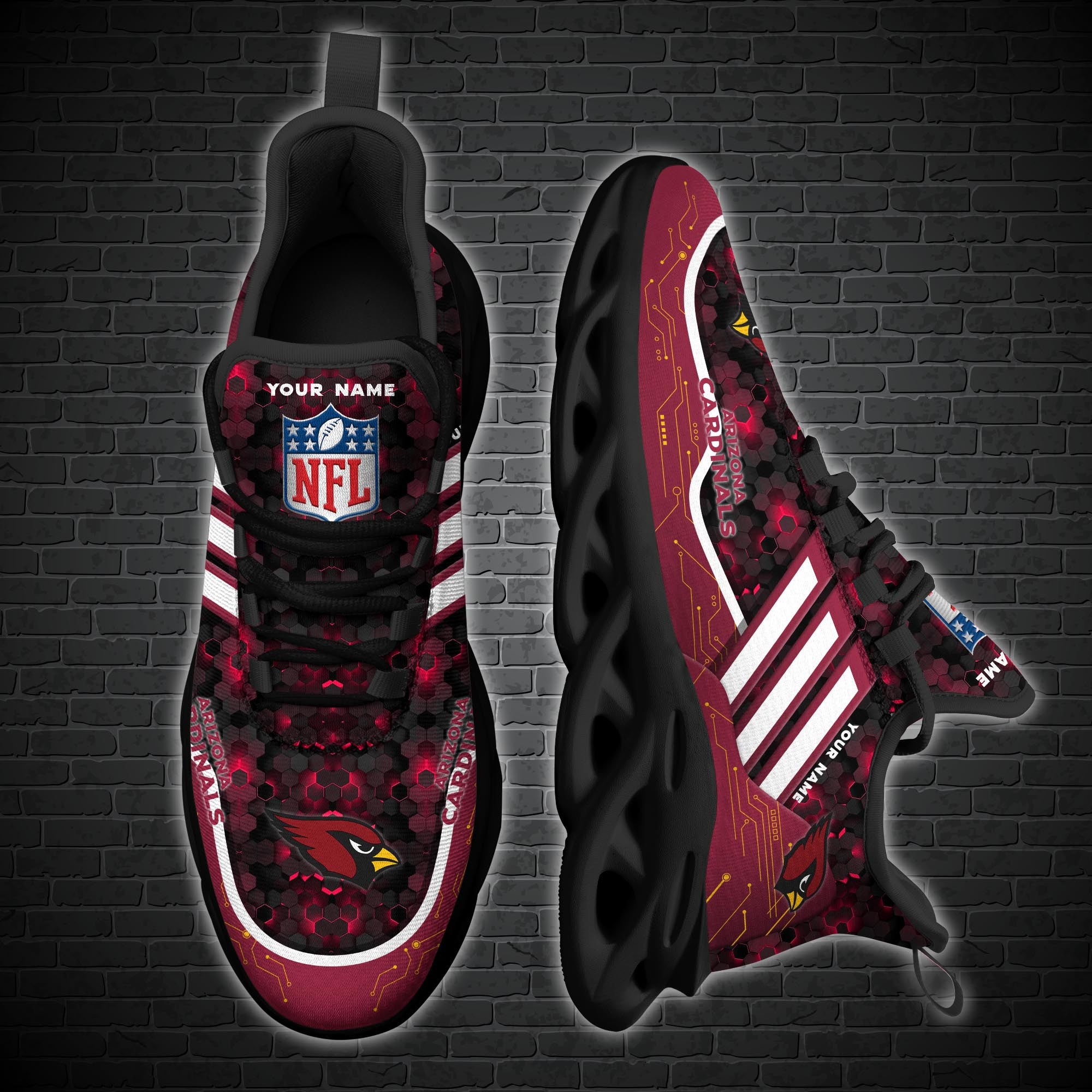 Ideafootwear Arizona Cardinals NFL Max Soul Shoes Sneakers For Men And Women