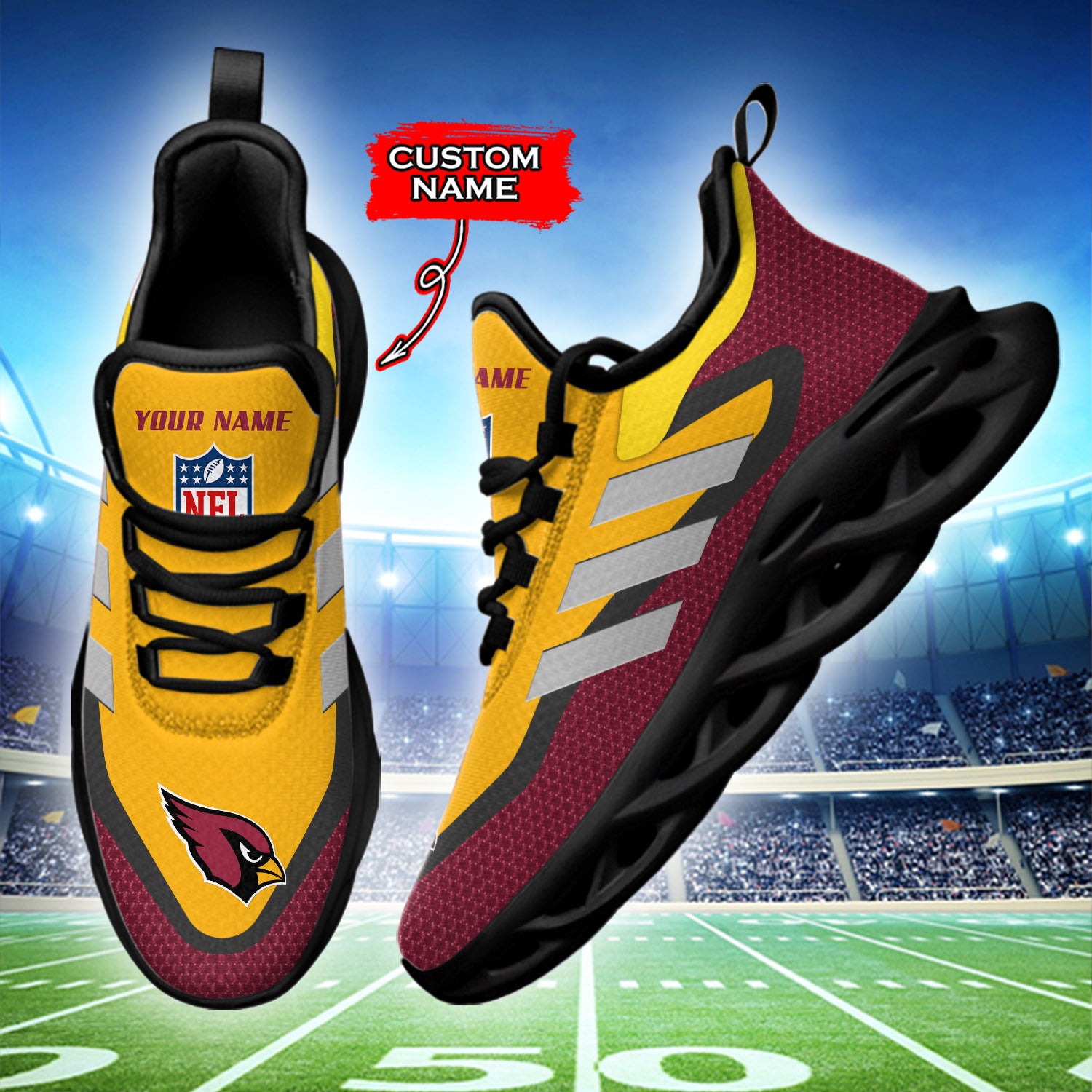 Ideafootwear Arizona Cardinals NFL Max Soul Shoes Sneakers For Men And Women