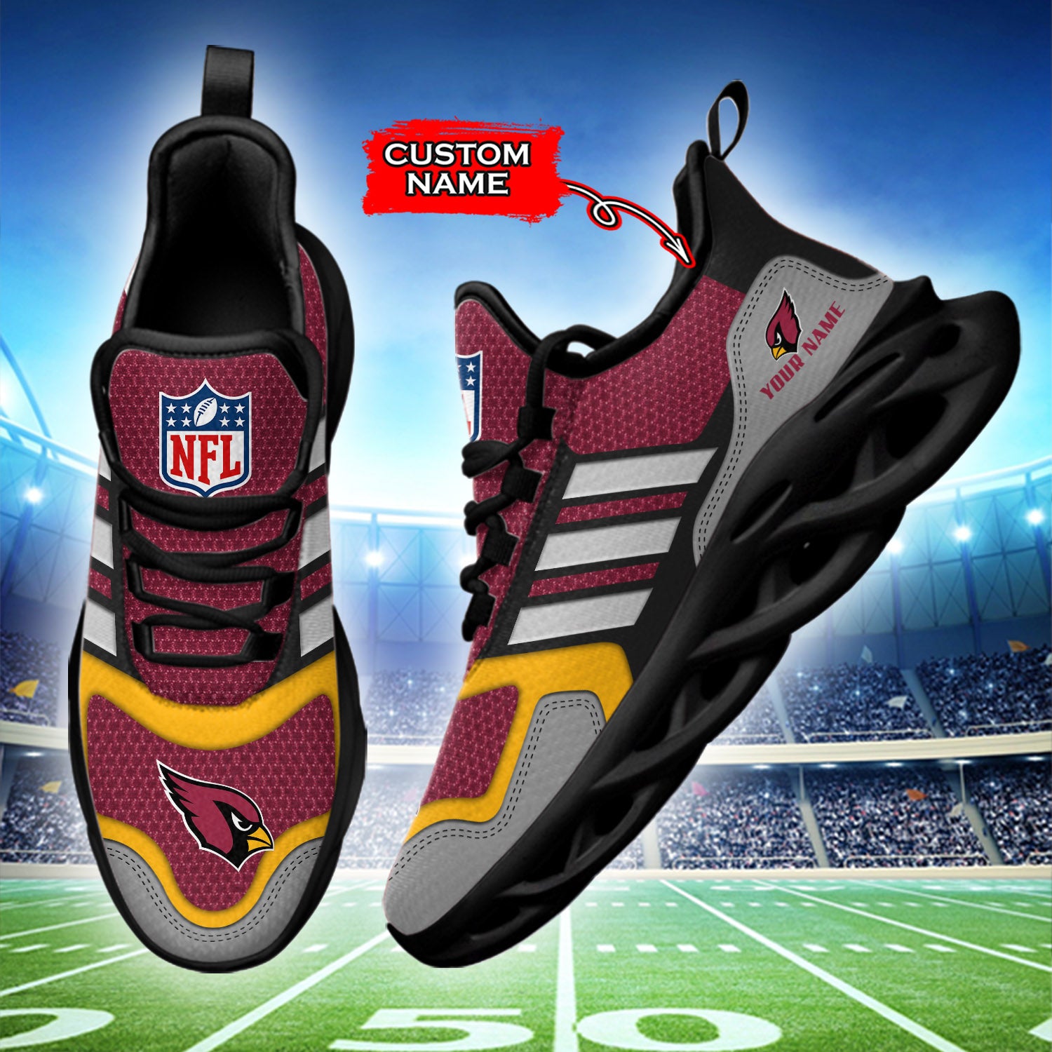 Ideafootwear Arizona Cardinals NFL Max Soul Shoes Sneakers For Men And Women