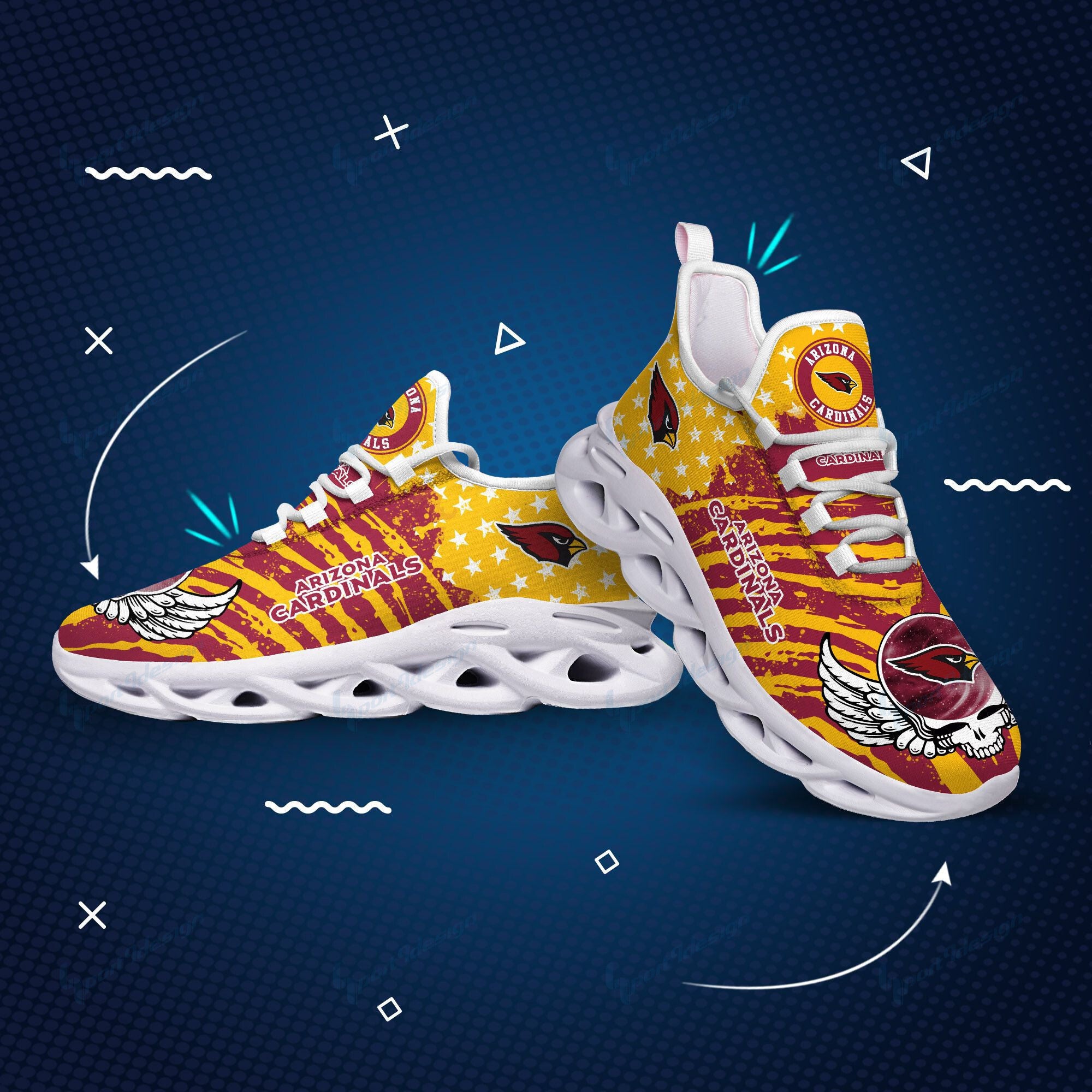 Ideafootwear Arizona Cardinals NFL Max Soul Shoes Sneakers For Men And Women