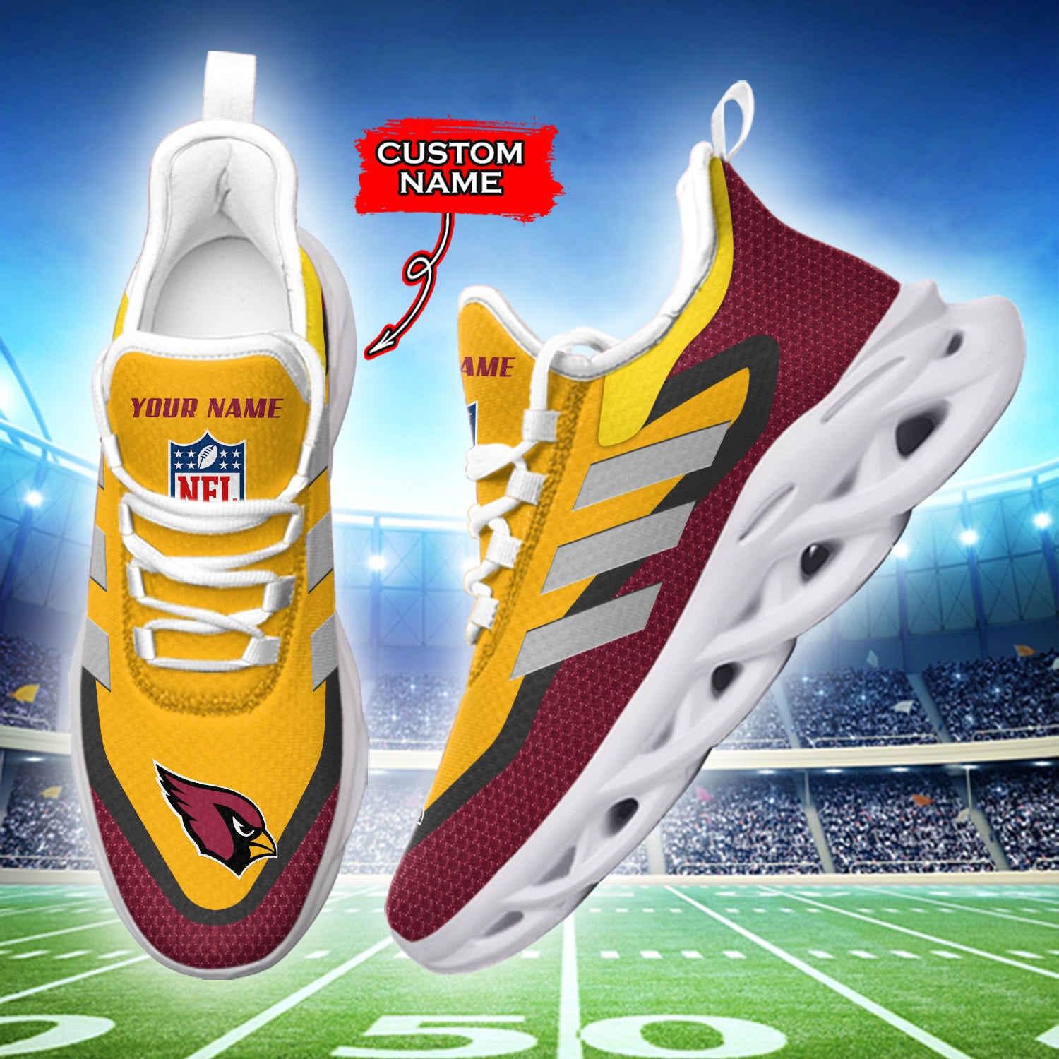 Ideafootwear Arizona Cardinals NFL Max Soul Shoes Sneakers For Men And Women