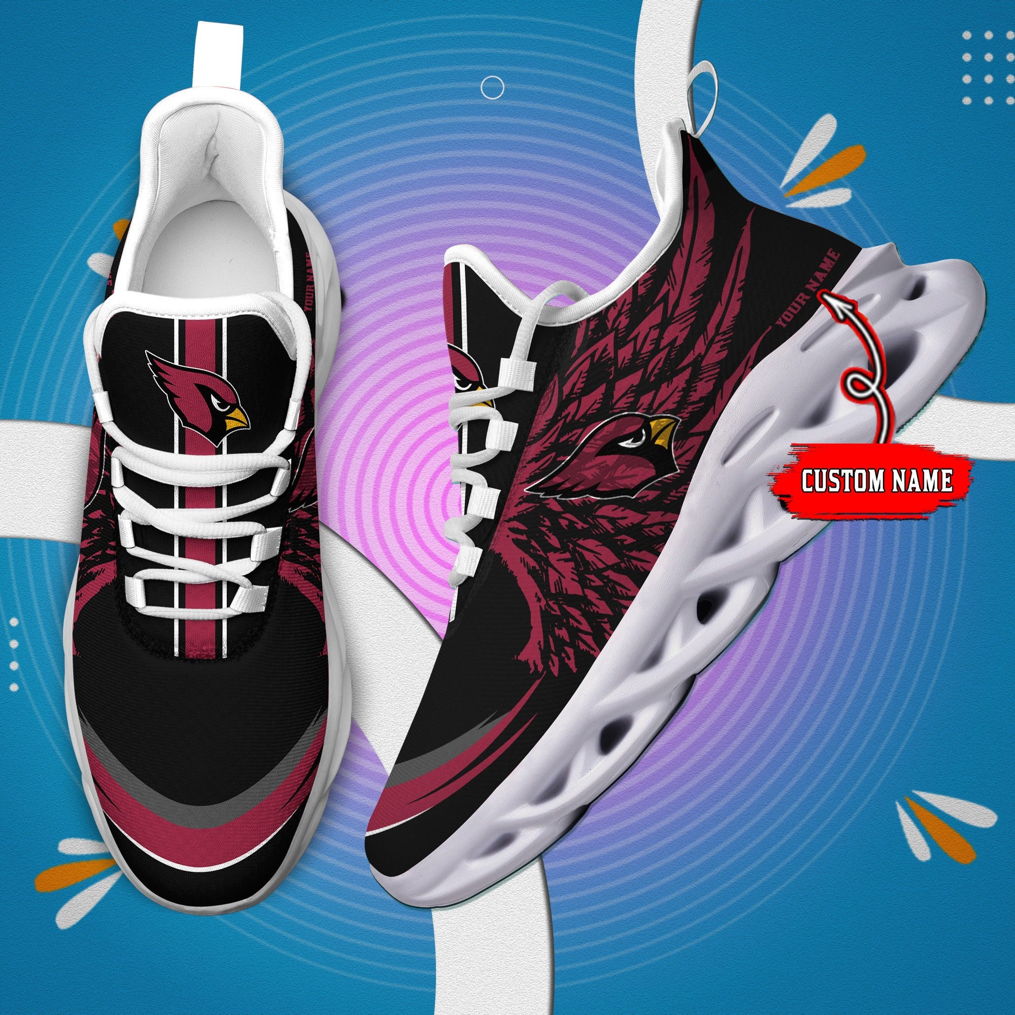Ideafootwear Arizona Cardinals NFL Max Soul Shoes Sneakers For Men And Women