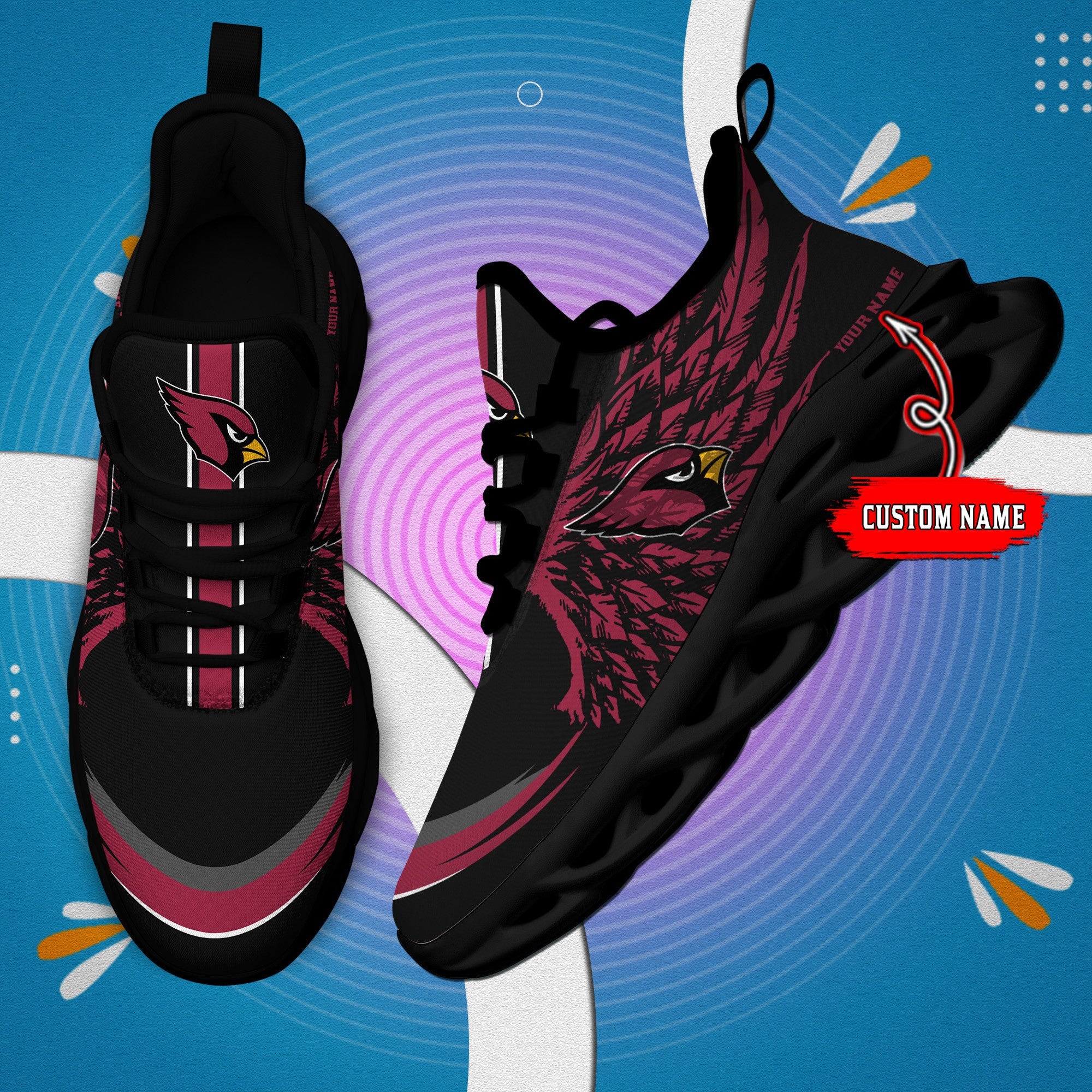 Ideafootwear Arizona Cardinals NFL Max Soul Shoes Sneakers For Men And Women