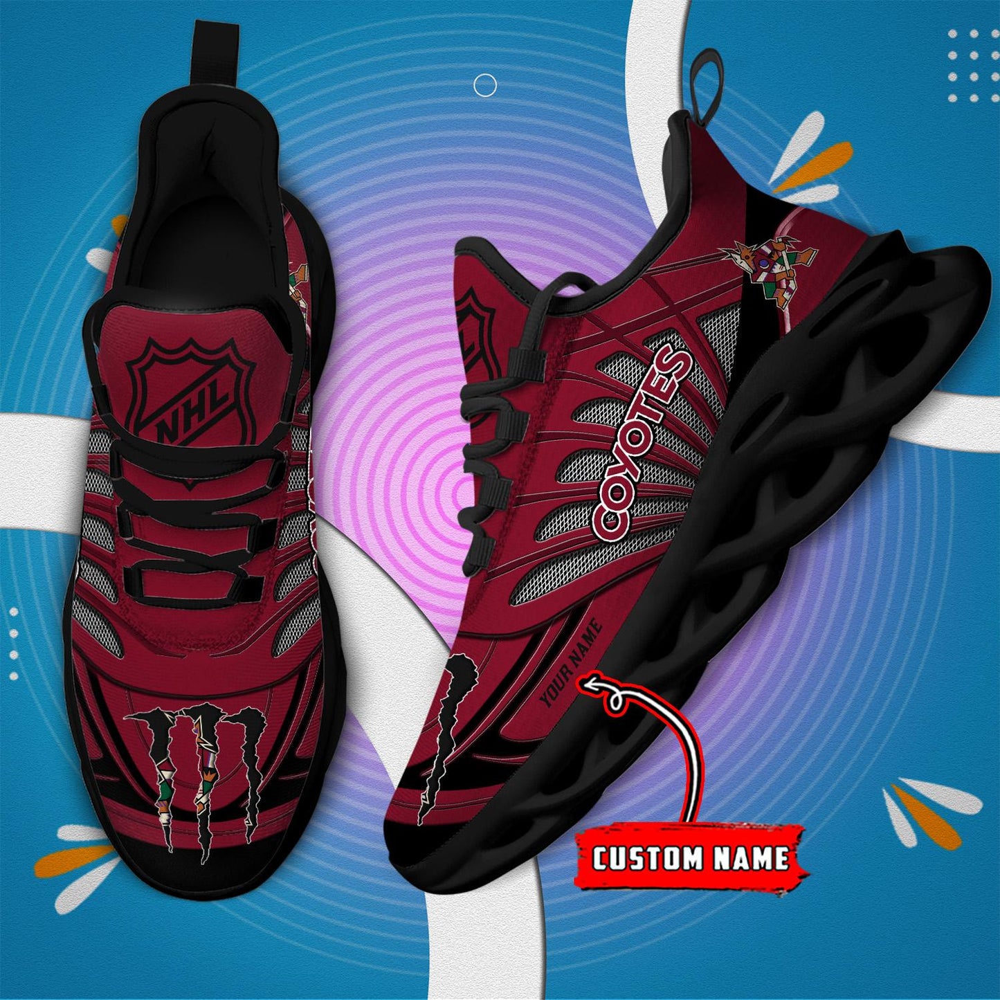 Ideafootwear Arizona Coyotes Max Soul Shoes Sneakers For Men And Women