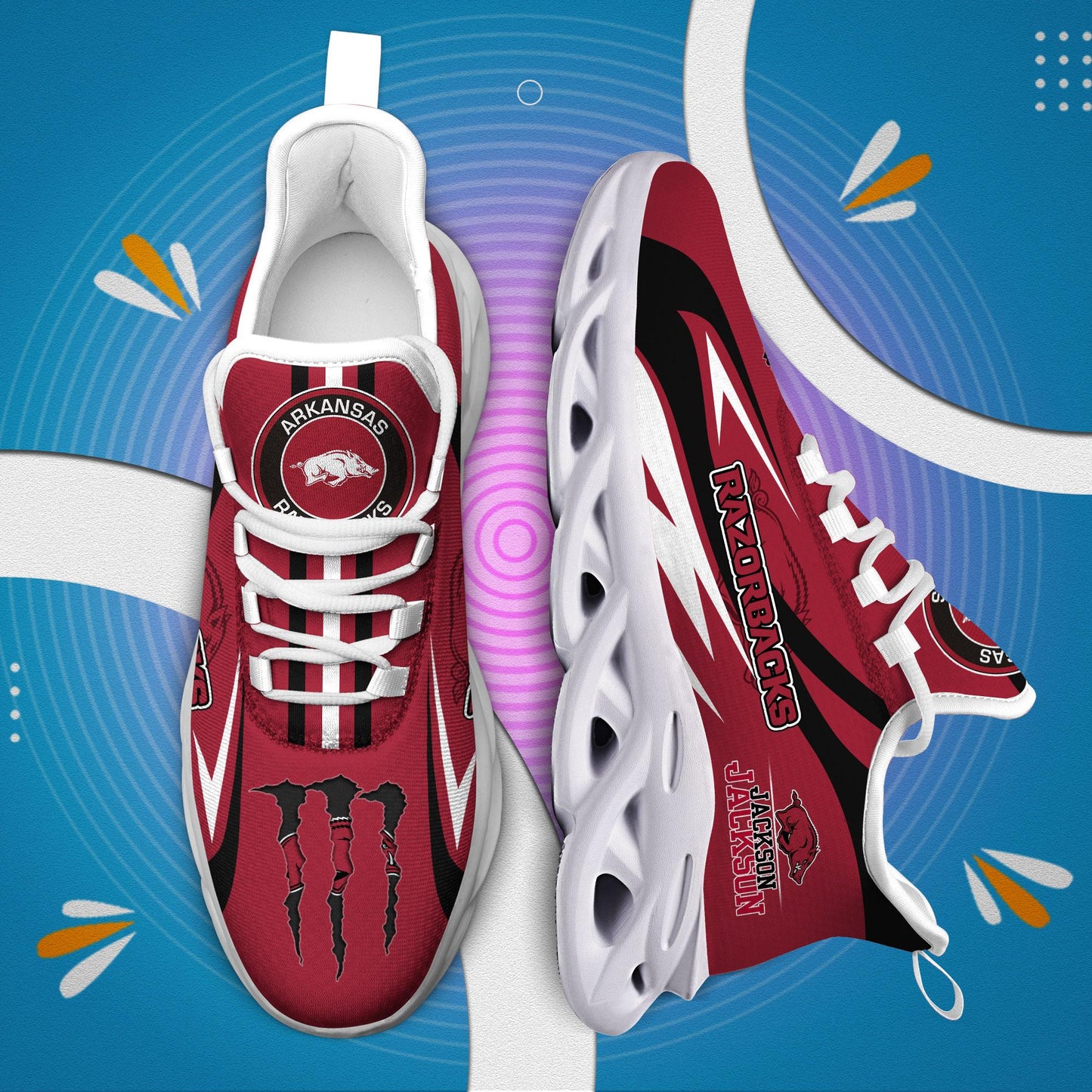 Ideafootwear Arkansas Razorbacks Max Soul Shoes Sneakers For Men And Women