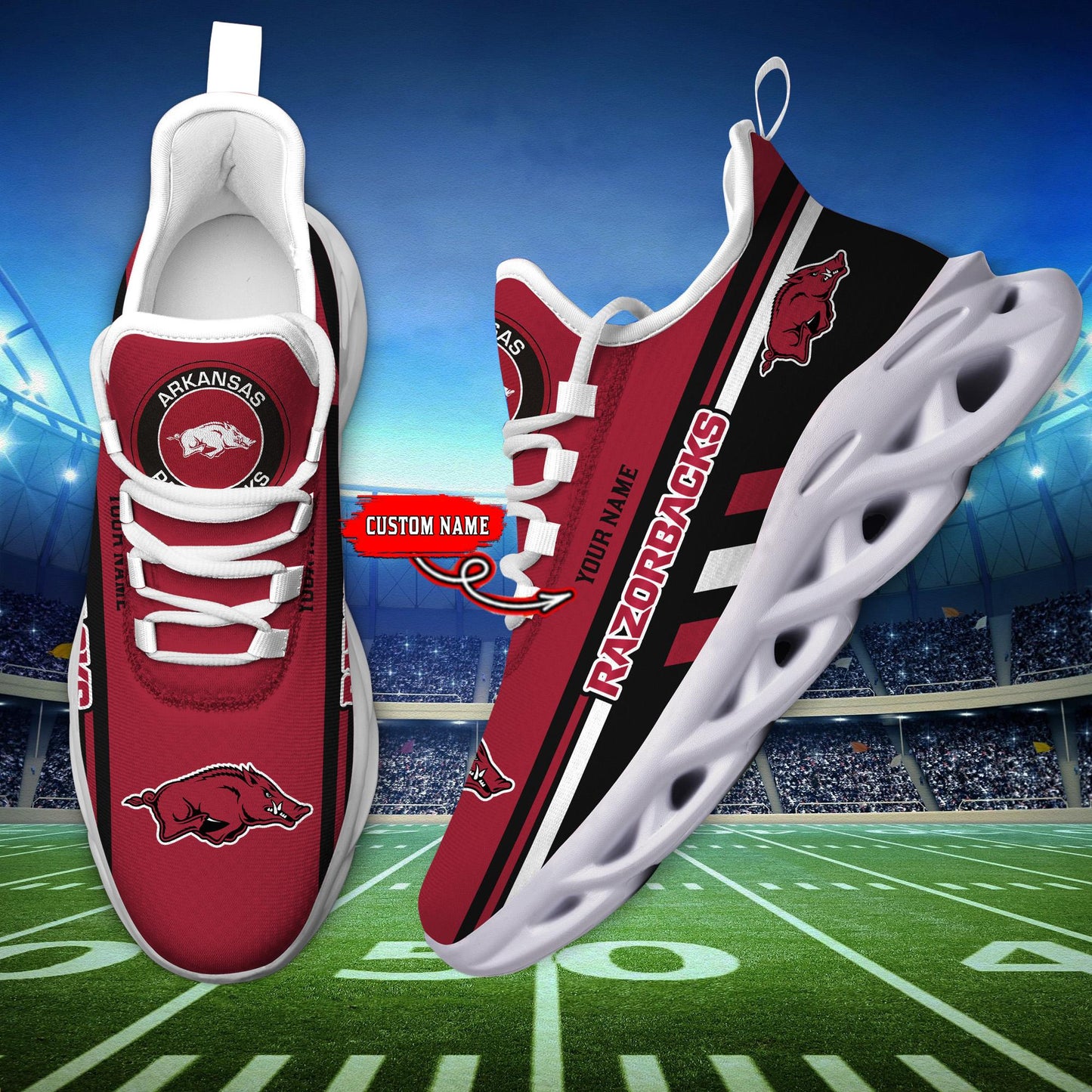 Ideafootwear Arkansas Razorbacks Max Soul Shoes Sneakers For Men And Women