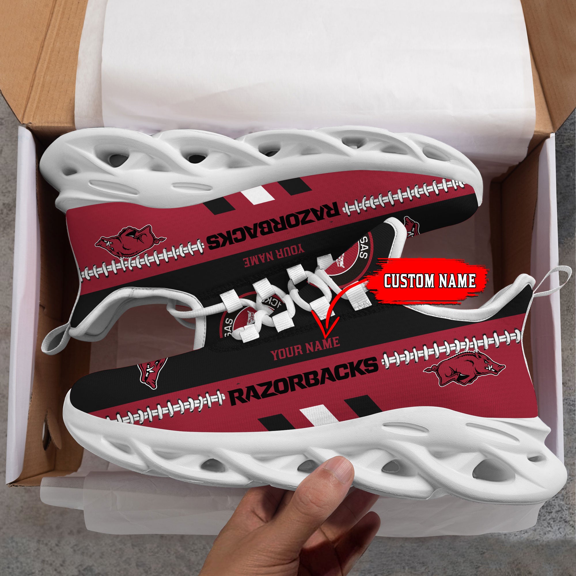 Ideafootwear Arkansas Razorbacks Max Soul Shoes Sneakers For Men And Women