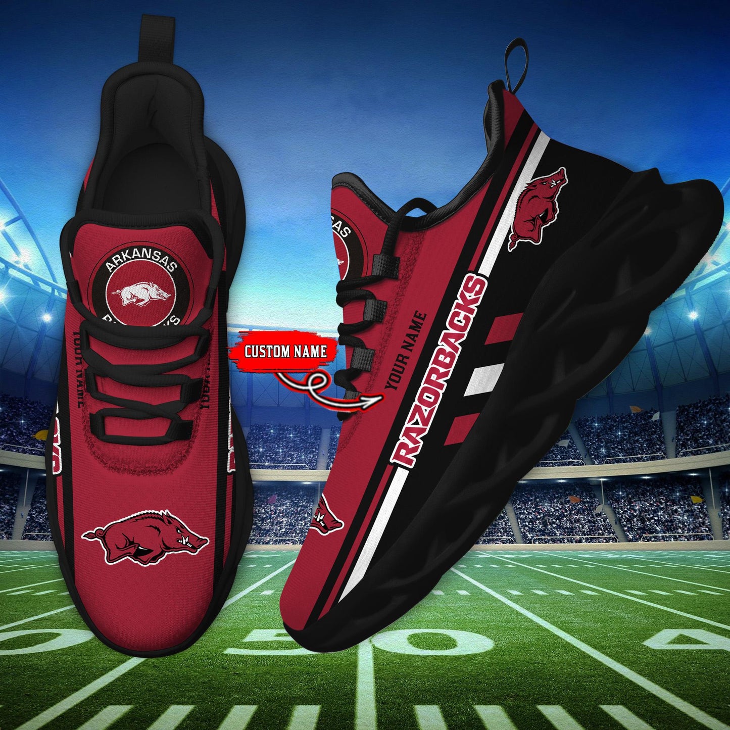 Ideafootwear Arkansas Razorbacks Max Soul Shoes Sneakers For Men And Women