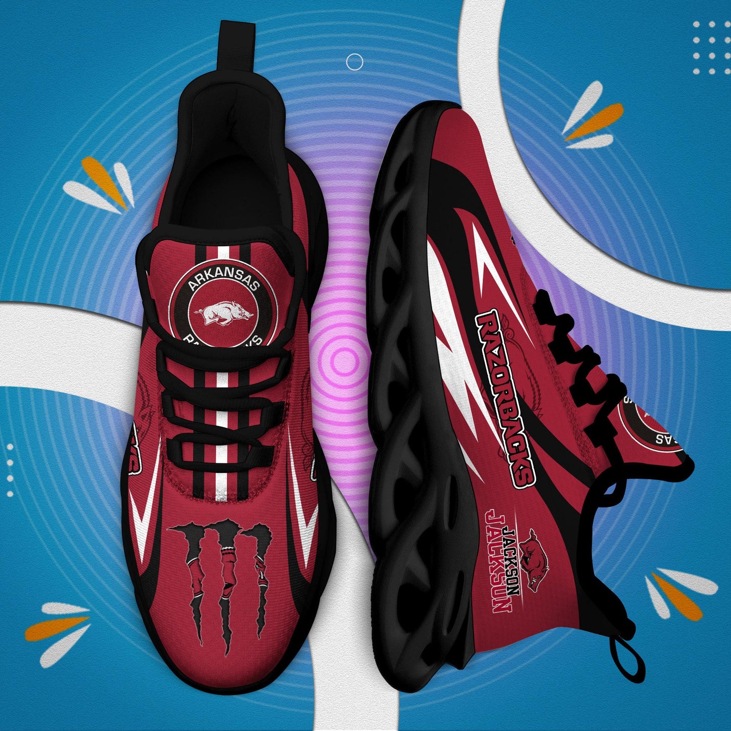 Ideafootwear Arkansas Razorbacks Max Soul Shoes Sneakers For Men And Women