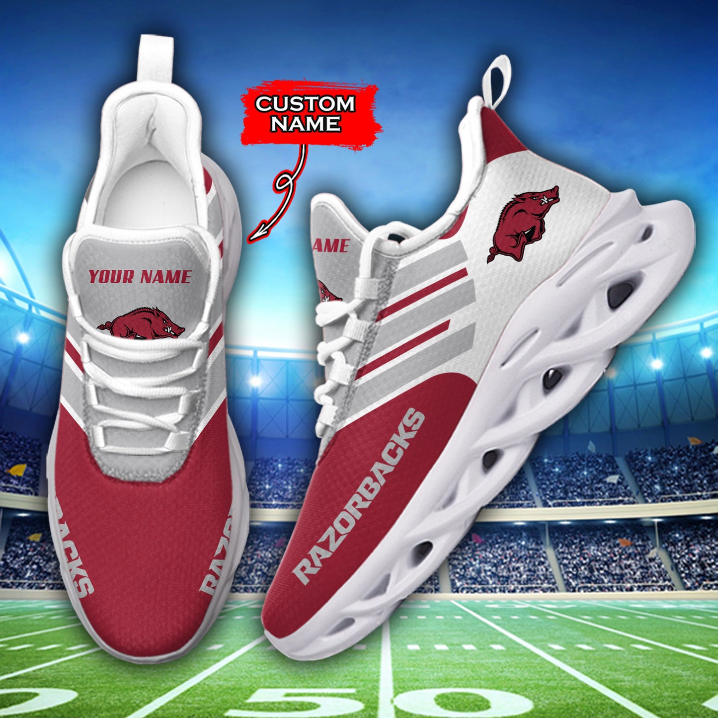 Ideafootwear Arkansas Razorbacks NCAA Max Soul Shoes Sneakers For Men And Women