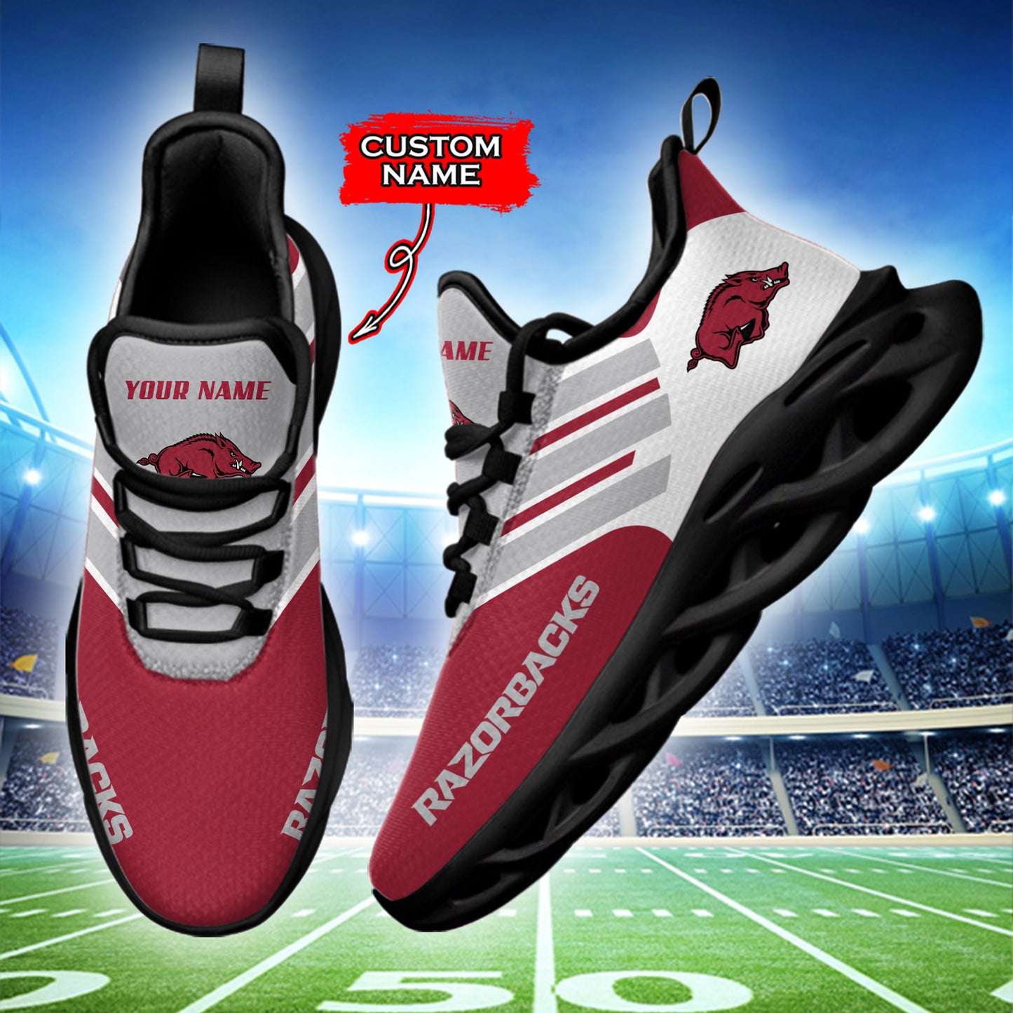 Ideafootwear Arkansas Razorbacks NCAA Max Soul Shoes Sneakers For Men And Women