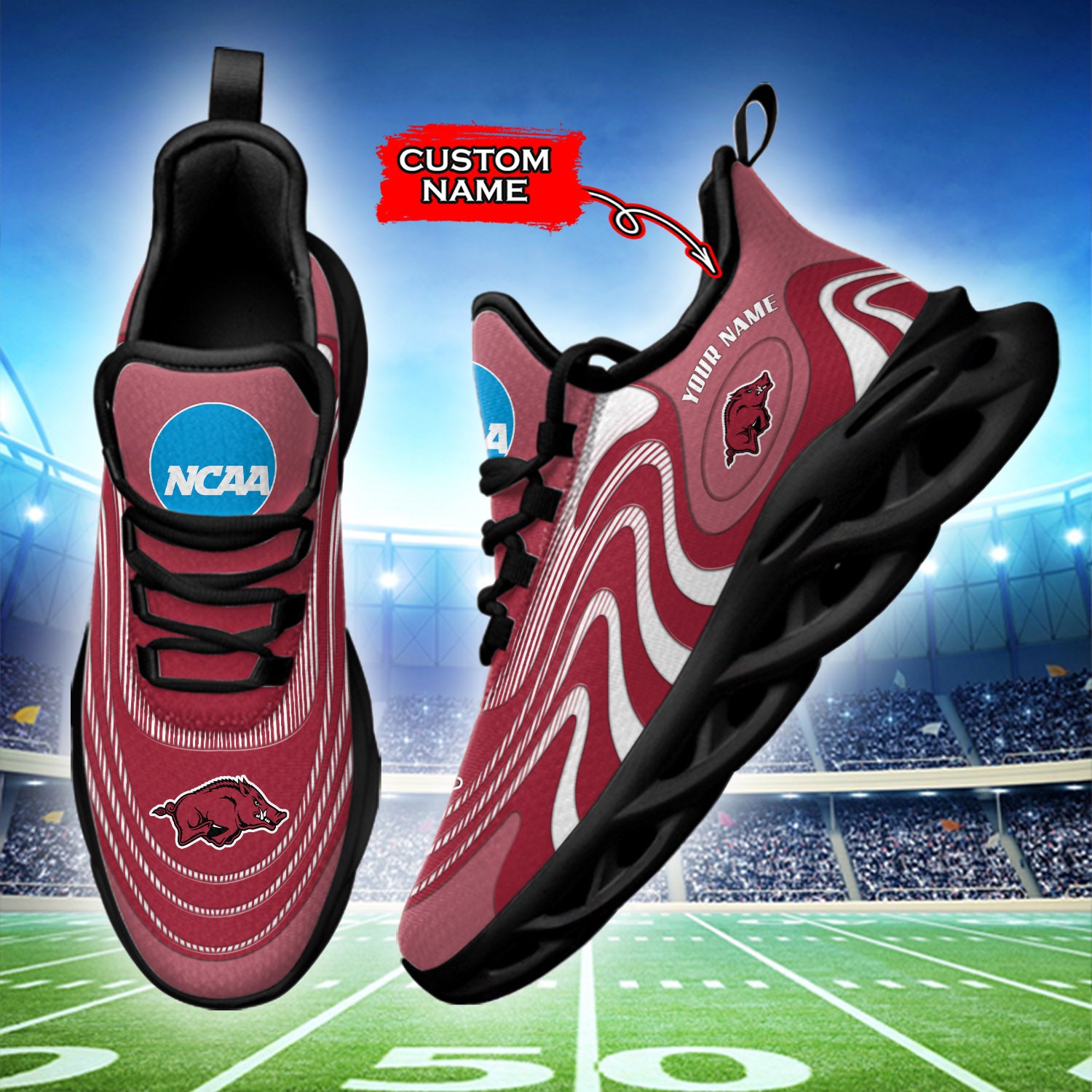 Ideafootwear Arkansas Razorbacks NCAA Max Soul Shoes Sneakers For Men And Women