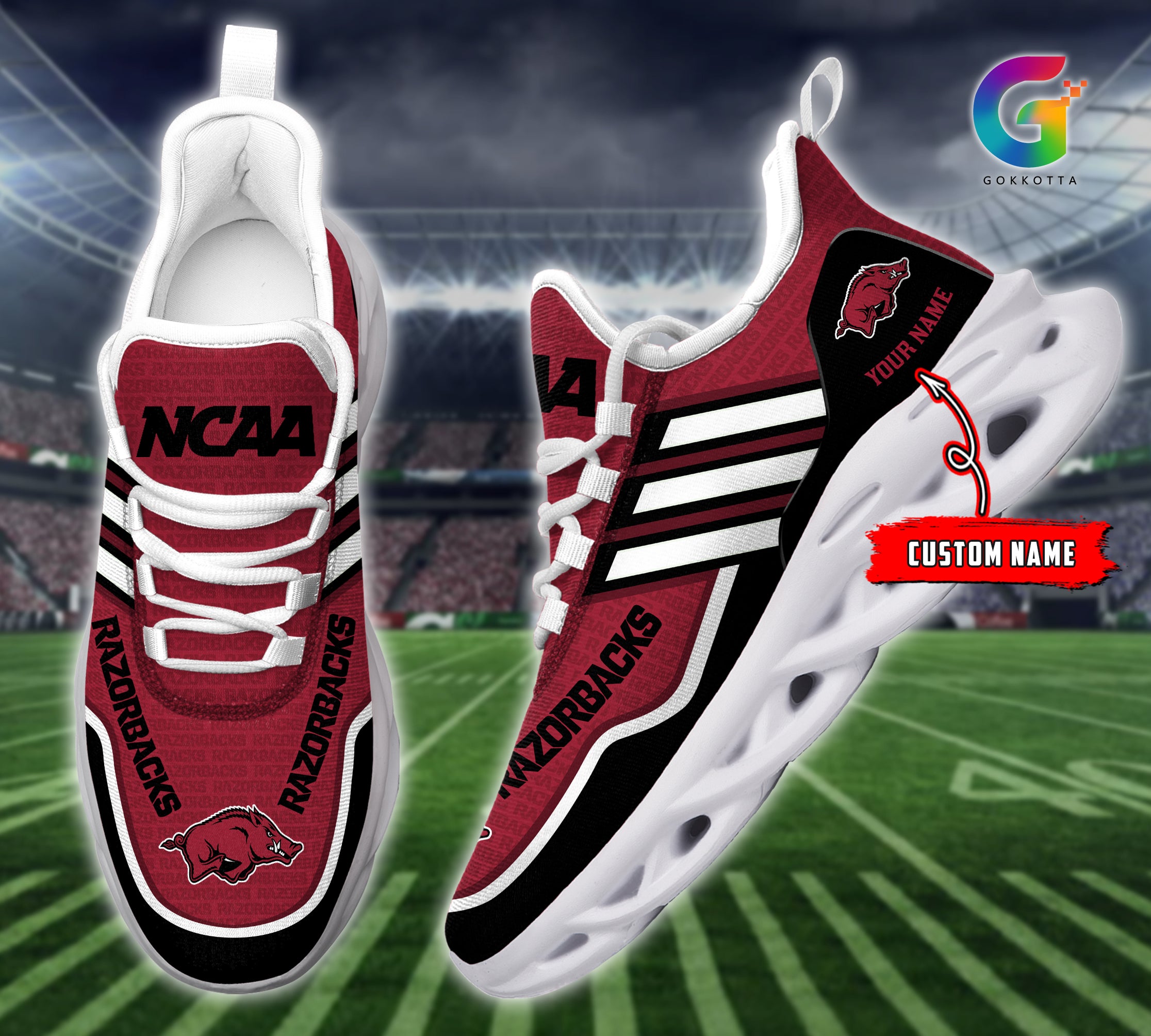 Ideafootwear Arkansas Razorbacks NCAA Max Soul Shoes Sneakers For Men And Women