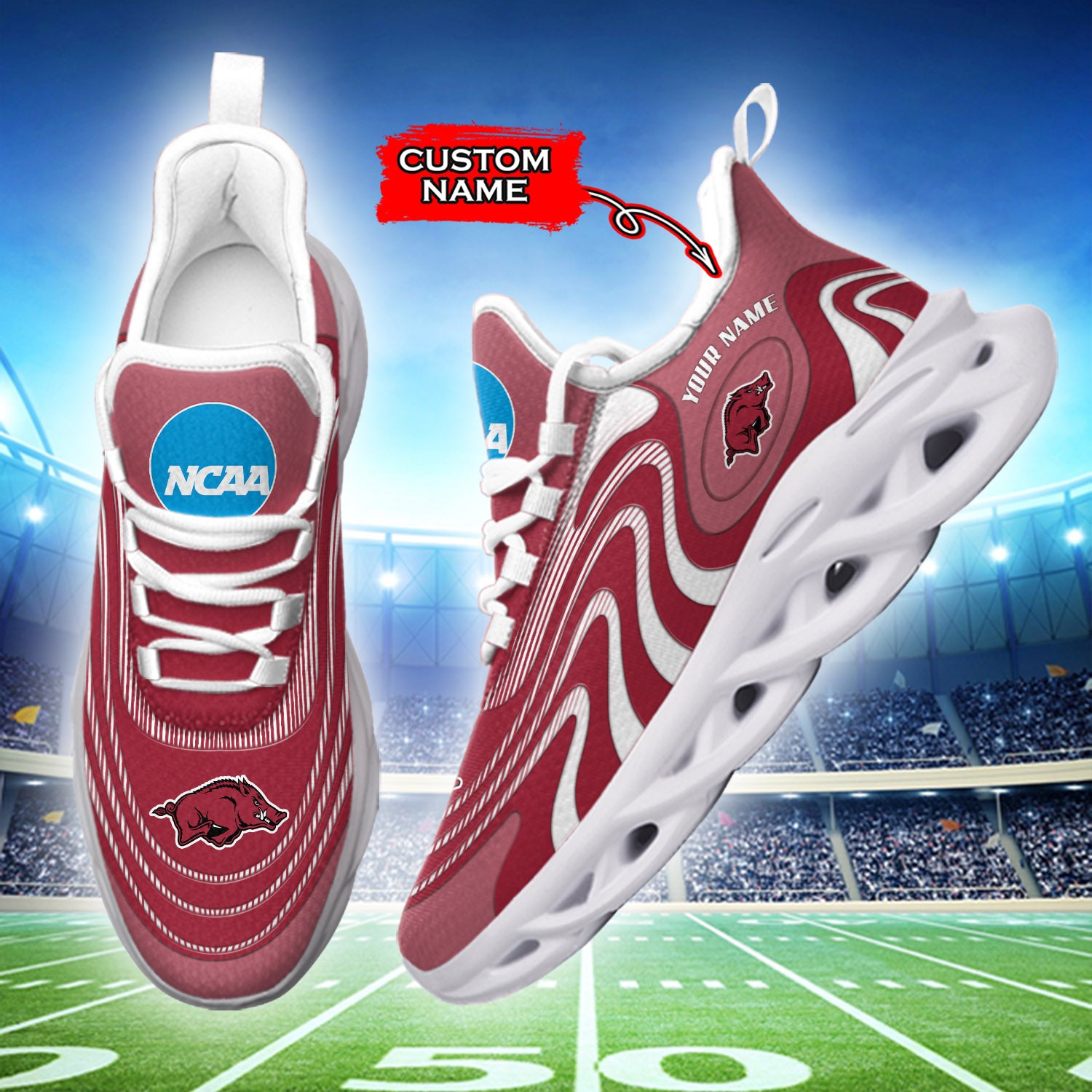 Ideafootwear Arkansas Razorbacks NCAA Max Soul Shoes Sneakers For Men And Women