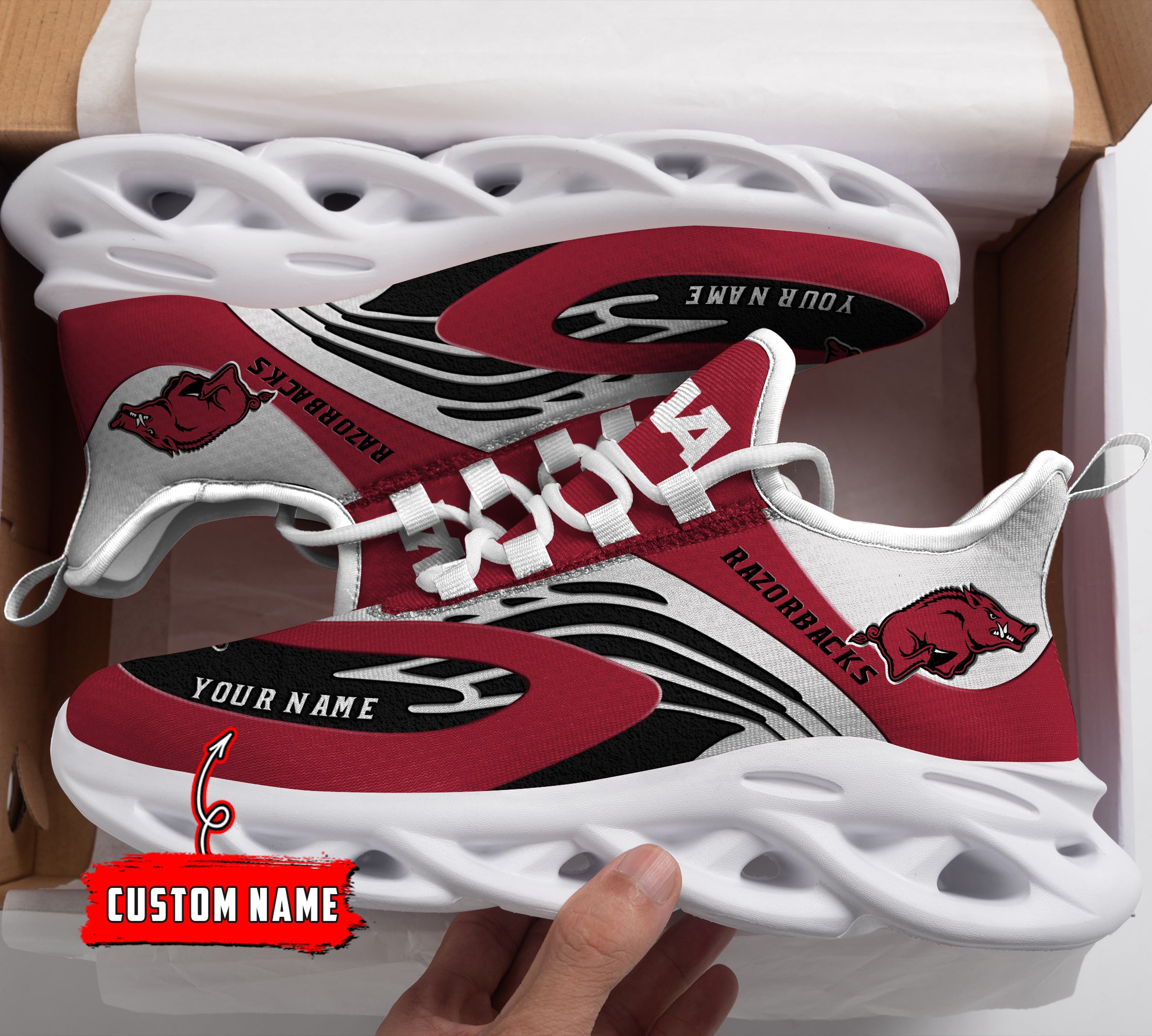 Ideafootwear Arkansas Razorbacks NCAA Max Soul Shoes Sneakers For Men And Women