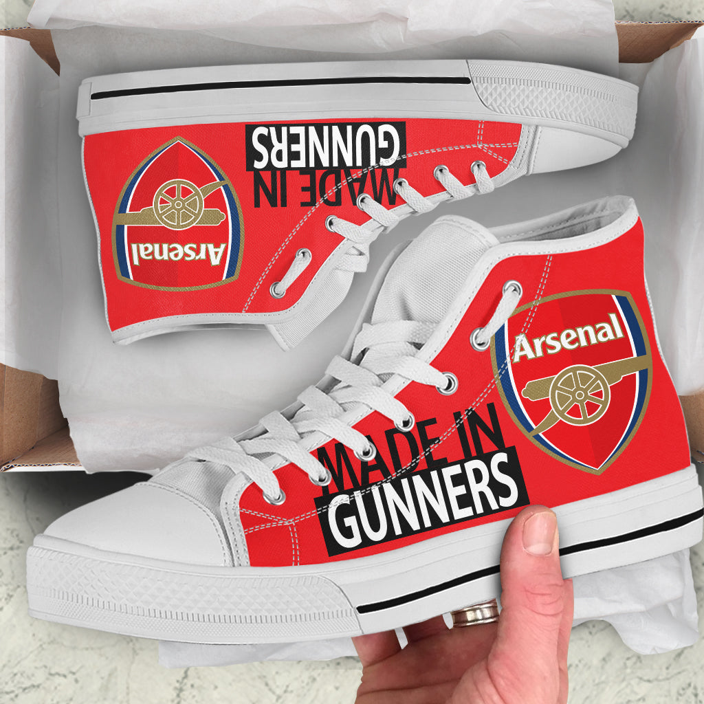 Ideafootwear Arsenal FC High Top Canvas Sneakers Shoes For Men And Women