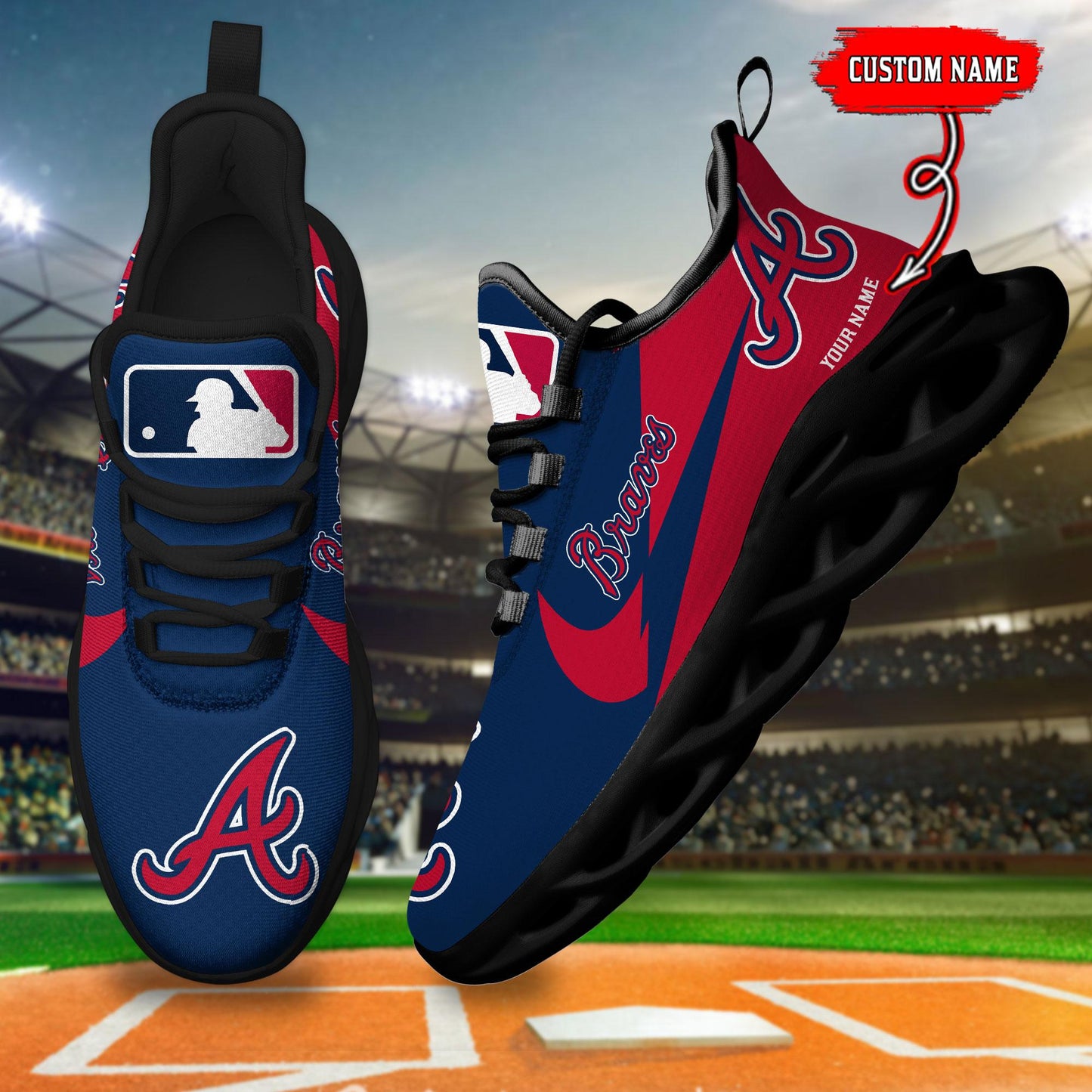 Ideafootwear Atlanta Braves Max Soul Shoes Sneakers For Men And Women