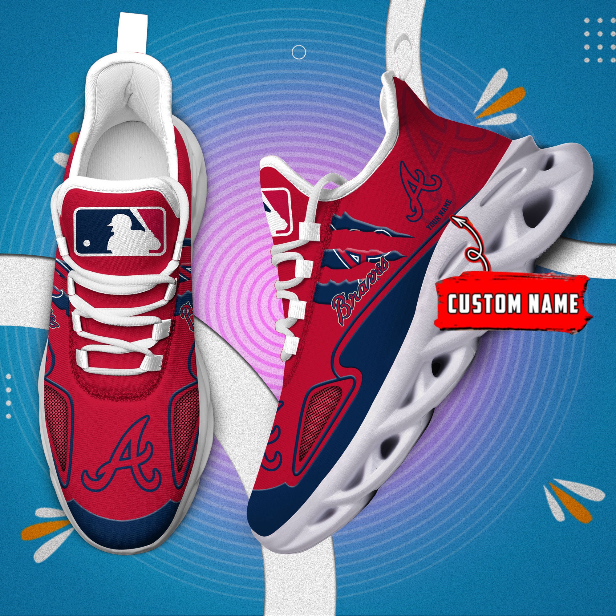 Ideafootwear Atlanta Braves Max Soul Shoes Sneakers For Men And Women