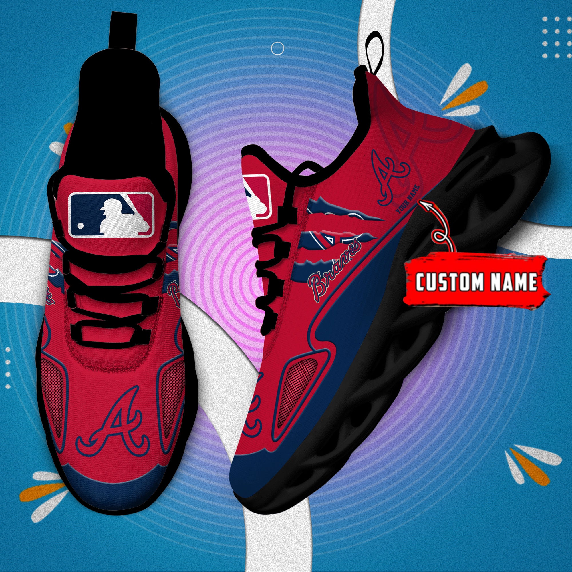 Ideafootwear Atlanta Braves Max Soul Shoes Sneakers For Men And Women