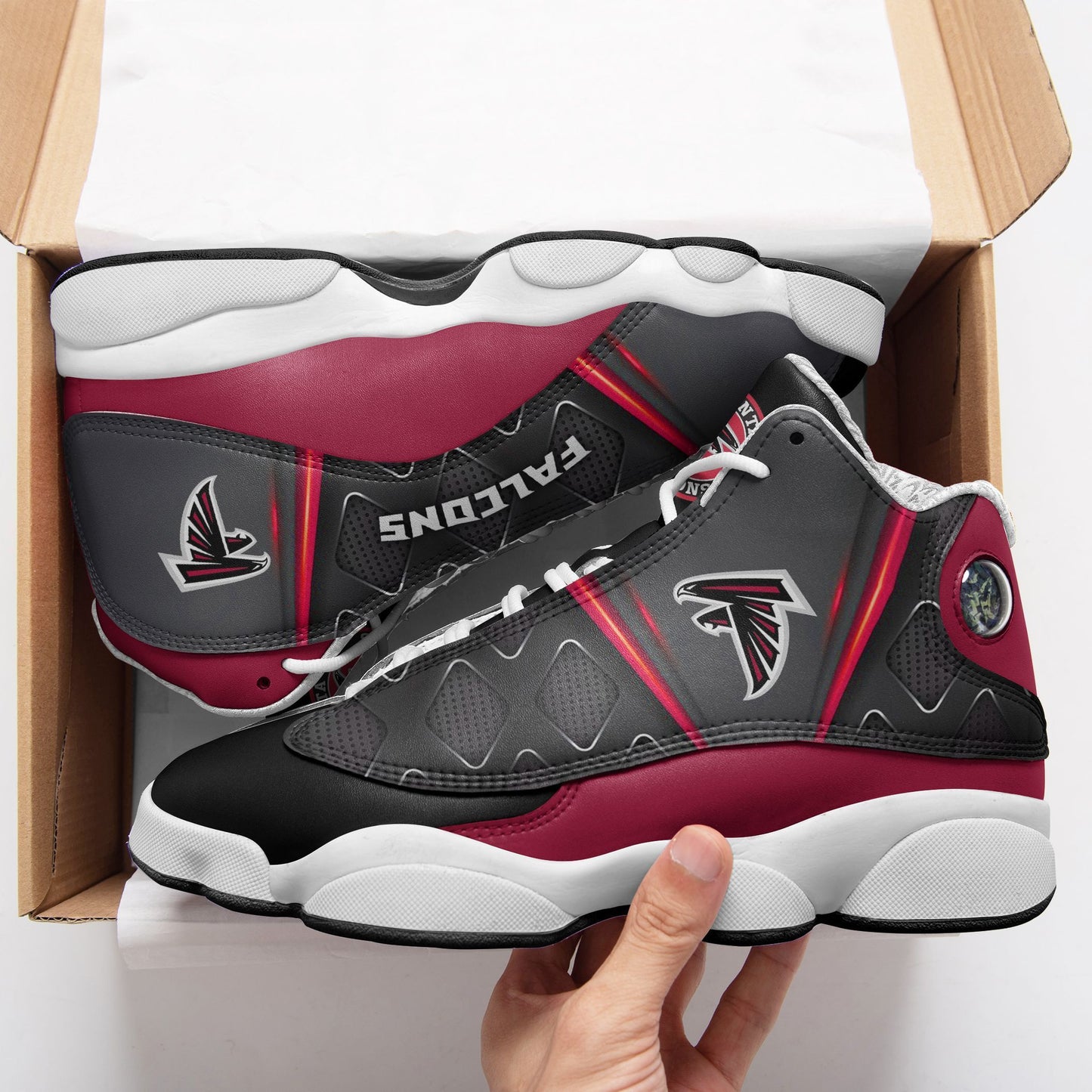 Ideafootwear Atlanta Falcons NFL AJ13 Sneakers Shoes For Men And Women