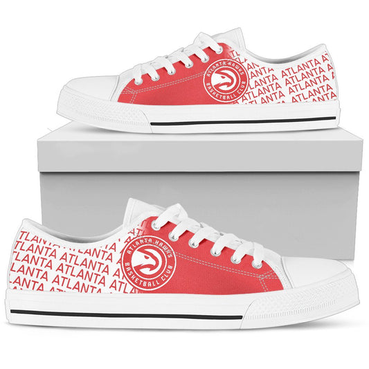 Ideafootwear Atlanta Hawks Low Top Canvas Sneakers Shoes For Men And Women