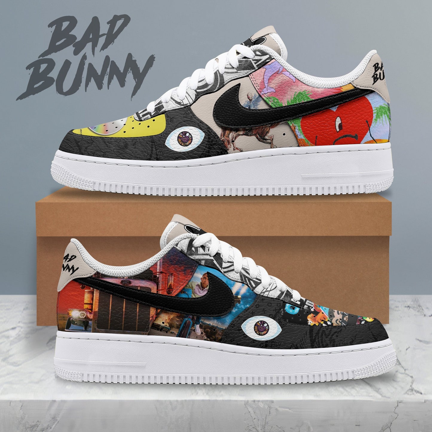 Ideafootwear Bad Bunny Air Low-Top Sneakers Shoes For Men And Women