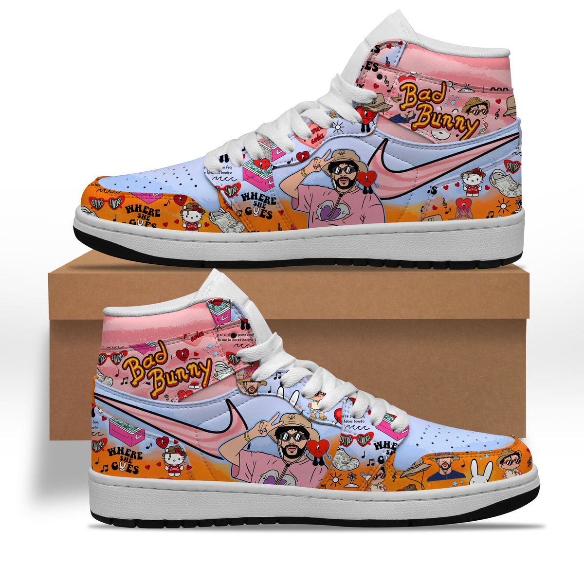 Ideafootwear Bad Bunny AJ1 High Sneakers Shoes For Men And Women