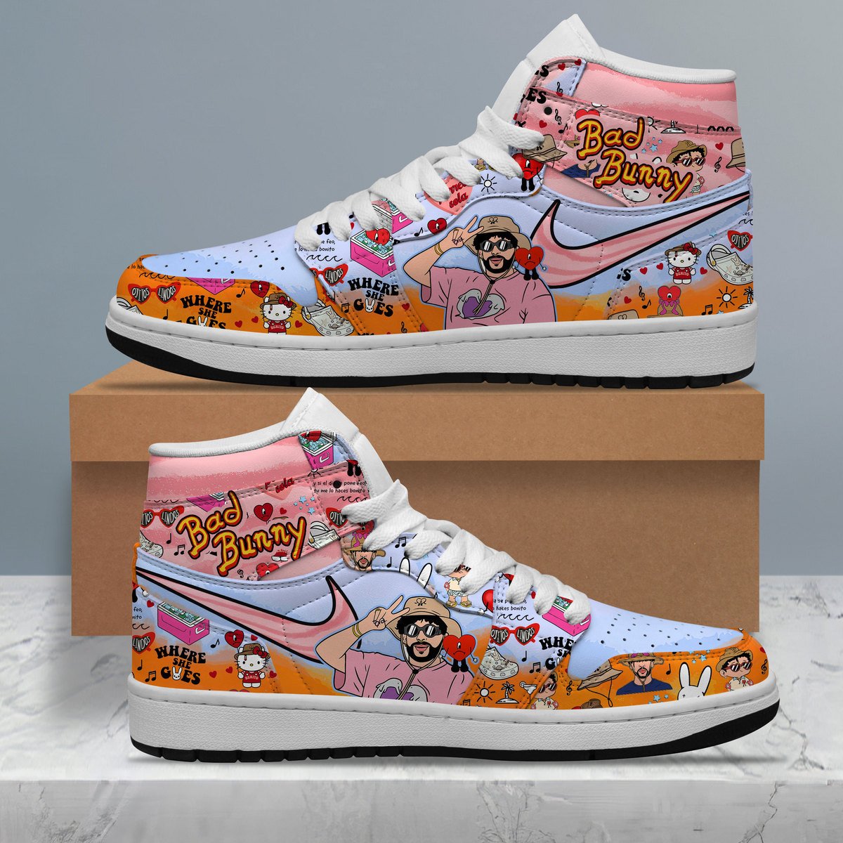 Ideafootwear Bad Bunny AJ1 High Sneakers Shoes For Men And Women