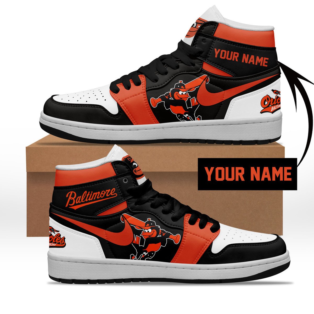 Ideafootwear Baltimore Orioles AJ1 High Sneakers Shoes For Men And Women