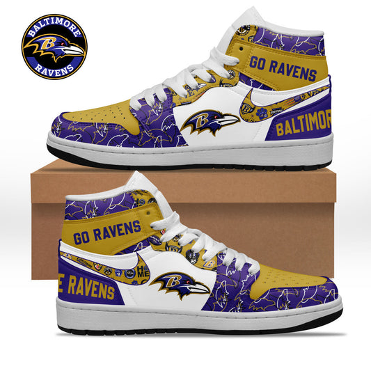 Ideafootwear Baltimore Ravens AJ1 High Sneakers Shoes For Men And Women