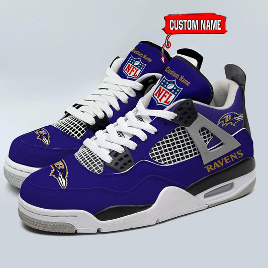 Ideafootwear Baltimore Ravens AJ4 Sneakers Shoes For Men And Women